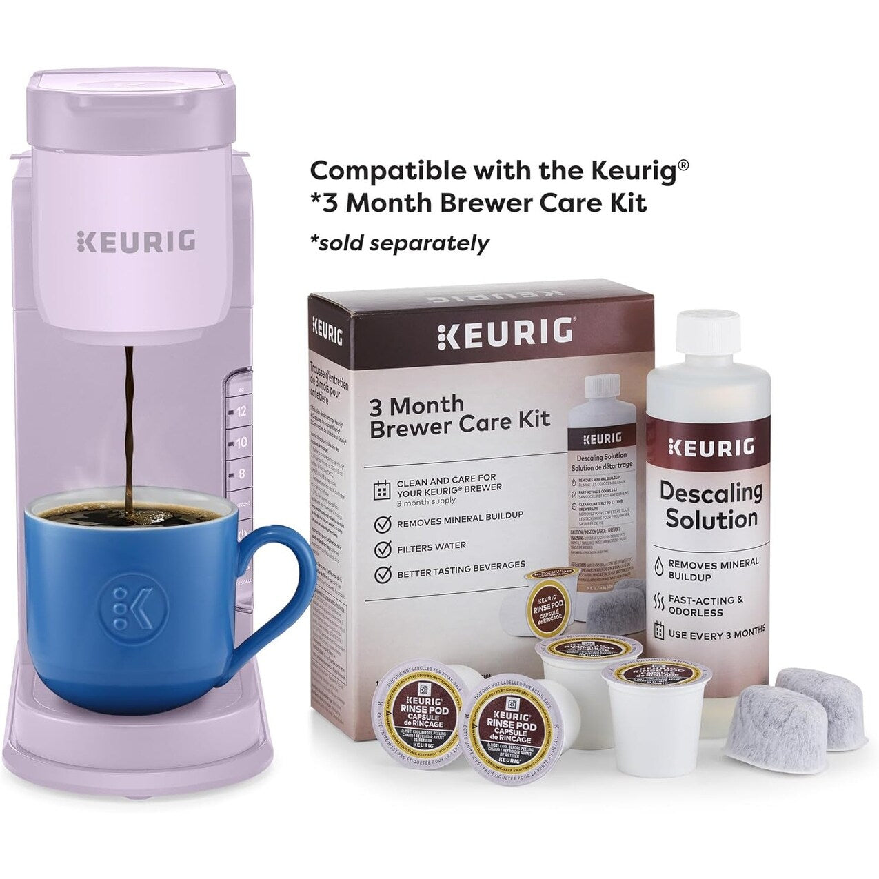 Machine à café à dosettes K-Cup, 3 tailles de tasse, café fort, réservoir de 42 oz, lavande