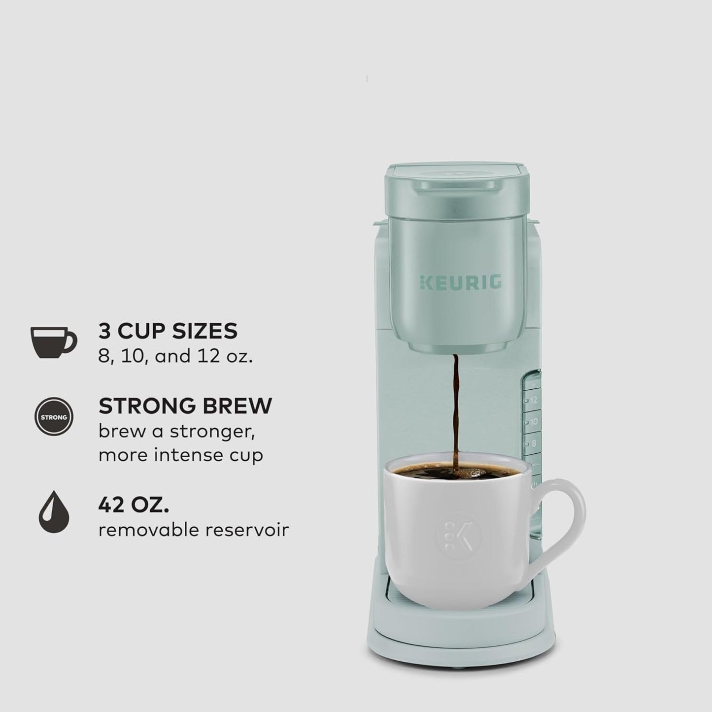 Machine à café à dosettes K-Cup, 3 tailles de café, café fort, réservoir de 42 oz, menthe