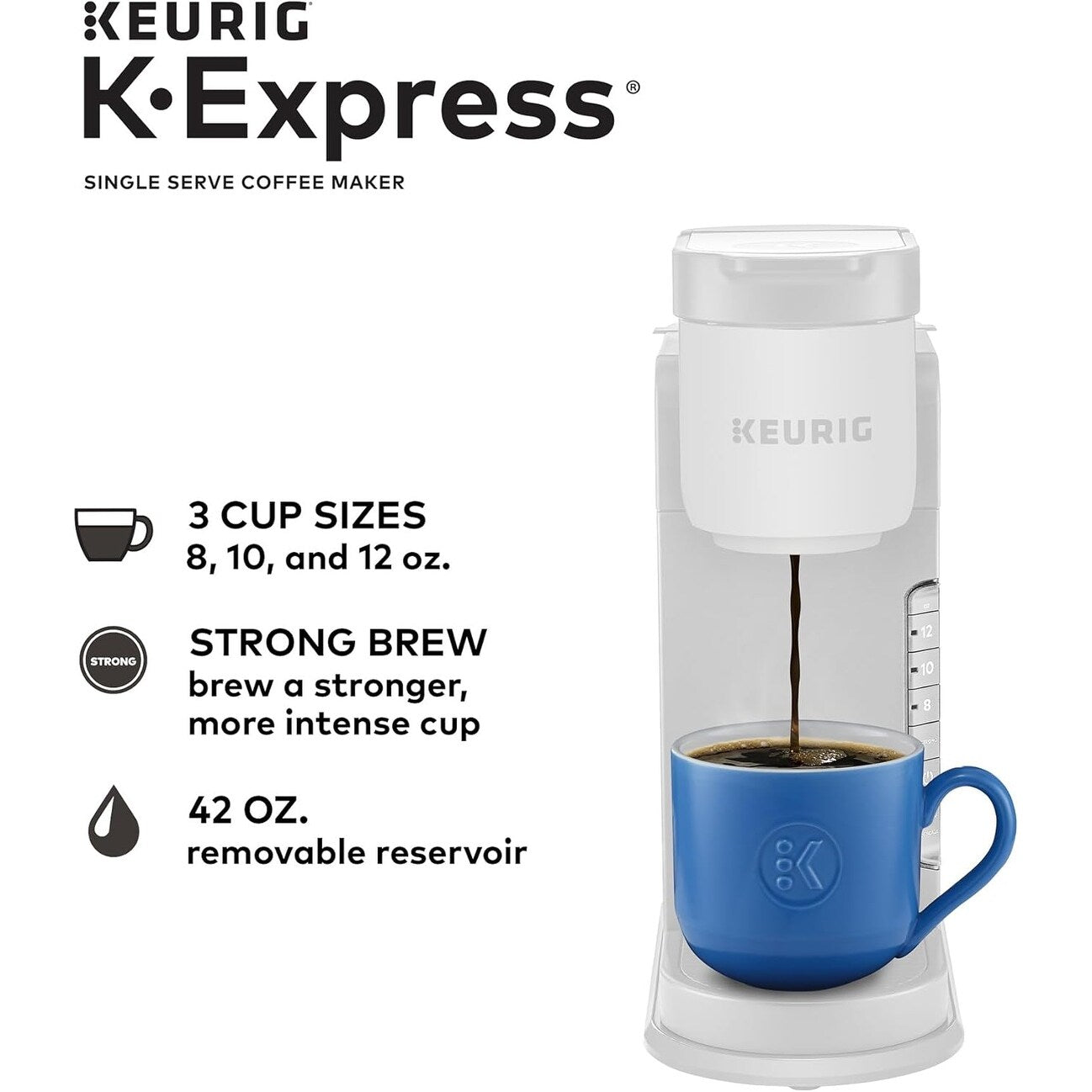 Machine à café à dosettes K-Cup, 3 tailles de café, café fort, réservoir de 42 oz, pierre chaude