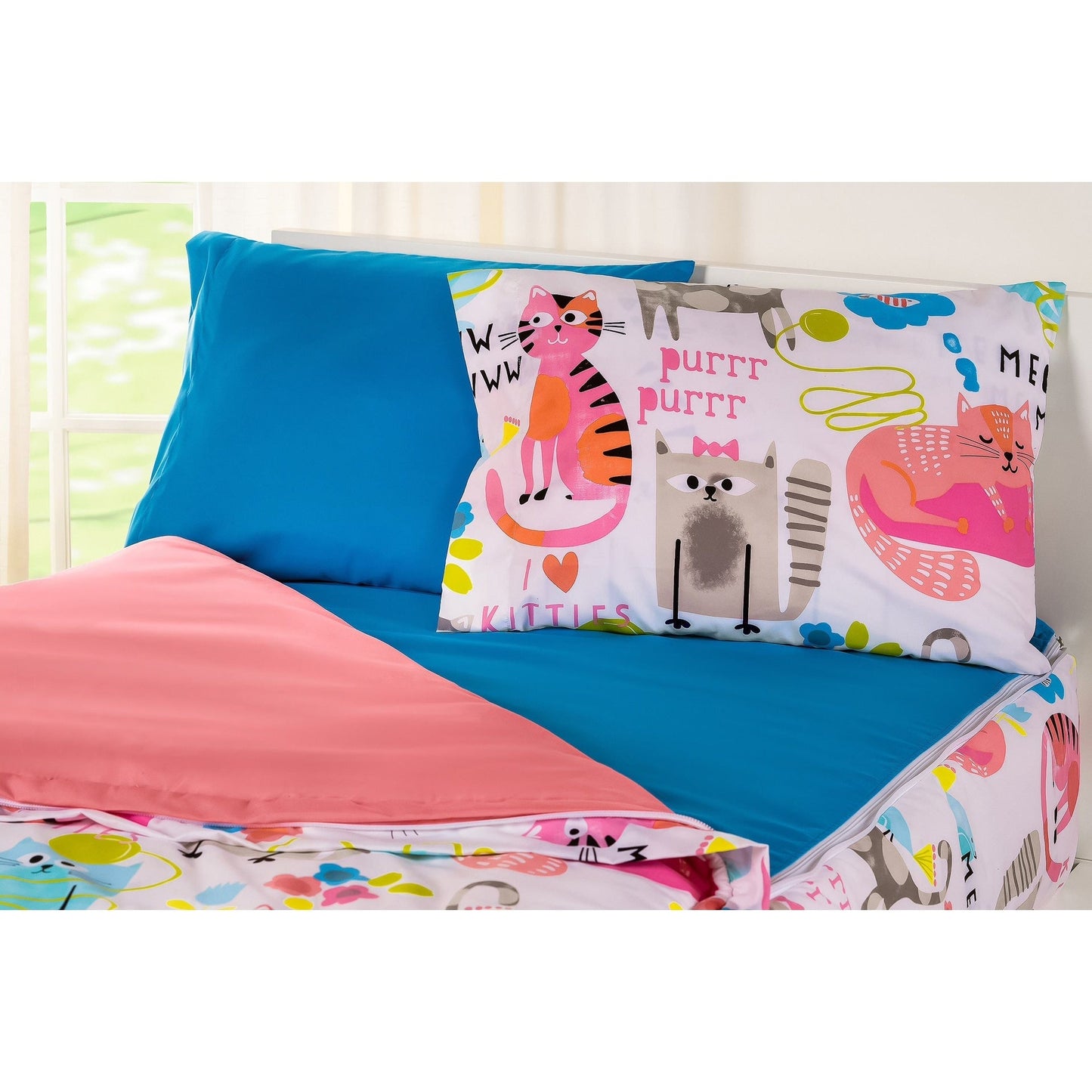 Ensemble de literie Siscovers I Heart Cats Bunkie Deluxe avec fermeture éclair