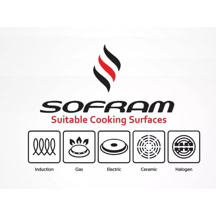 Grande marmite à fond profond Sofram en acier inoxydable 18/10 avec couvercle