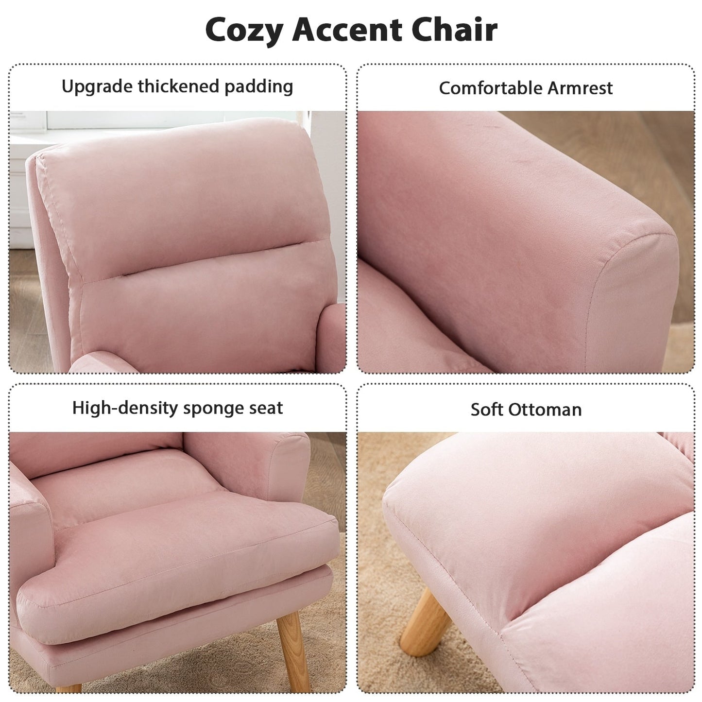 Fauteuil de salon confortable en tissu avec dossier et repose-pieds réglables.