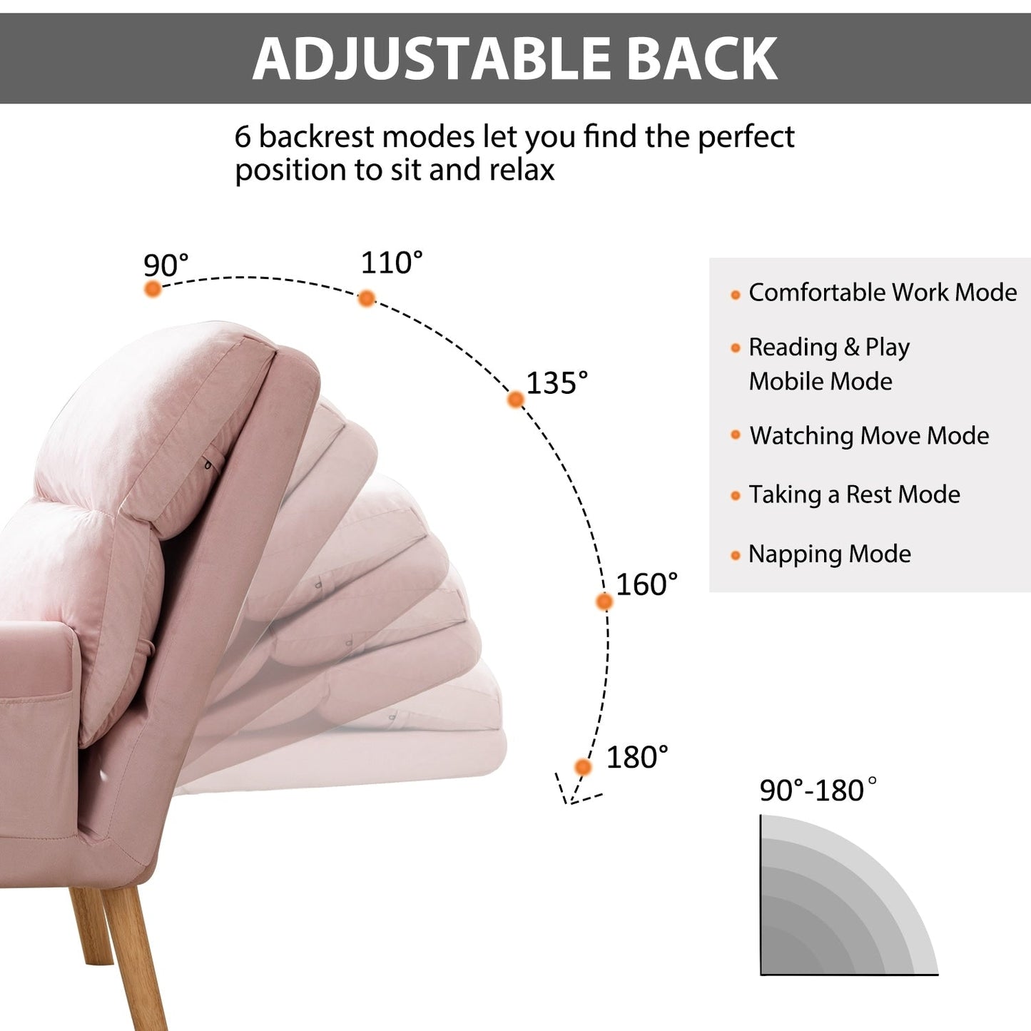 Fauteuil de salon confortable en tissu avec dossier et repose-pieds réglables.