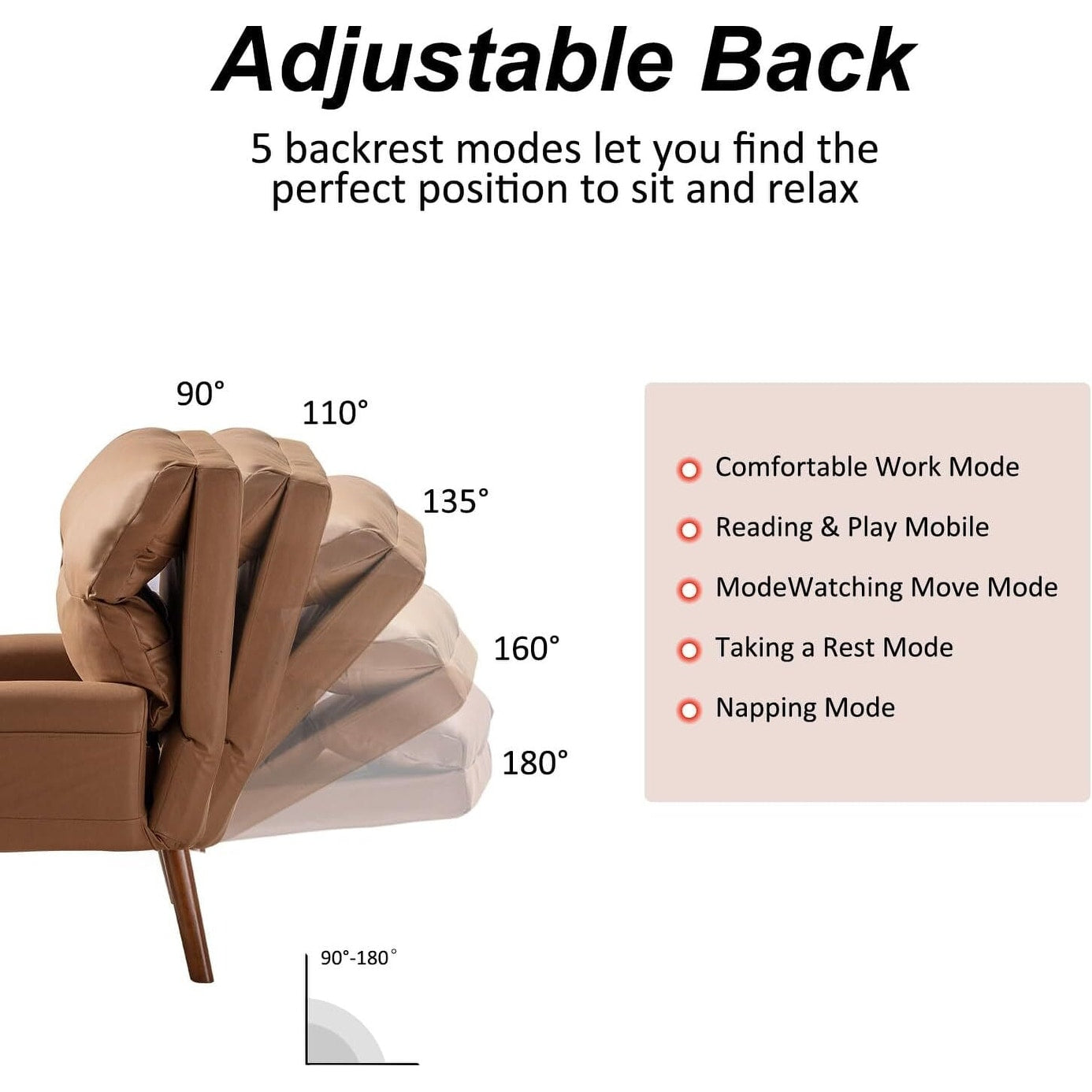 Fauteuil de salon confortable en tissu avec dossier et repose-pieds réglables.