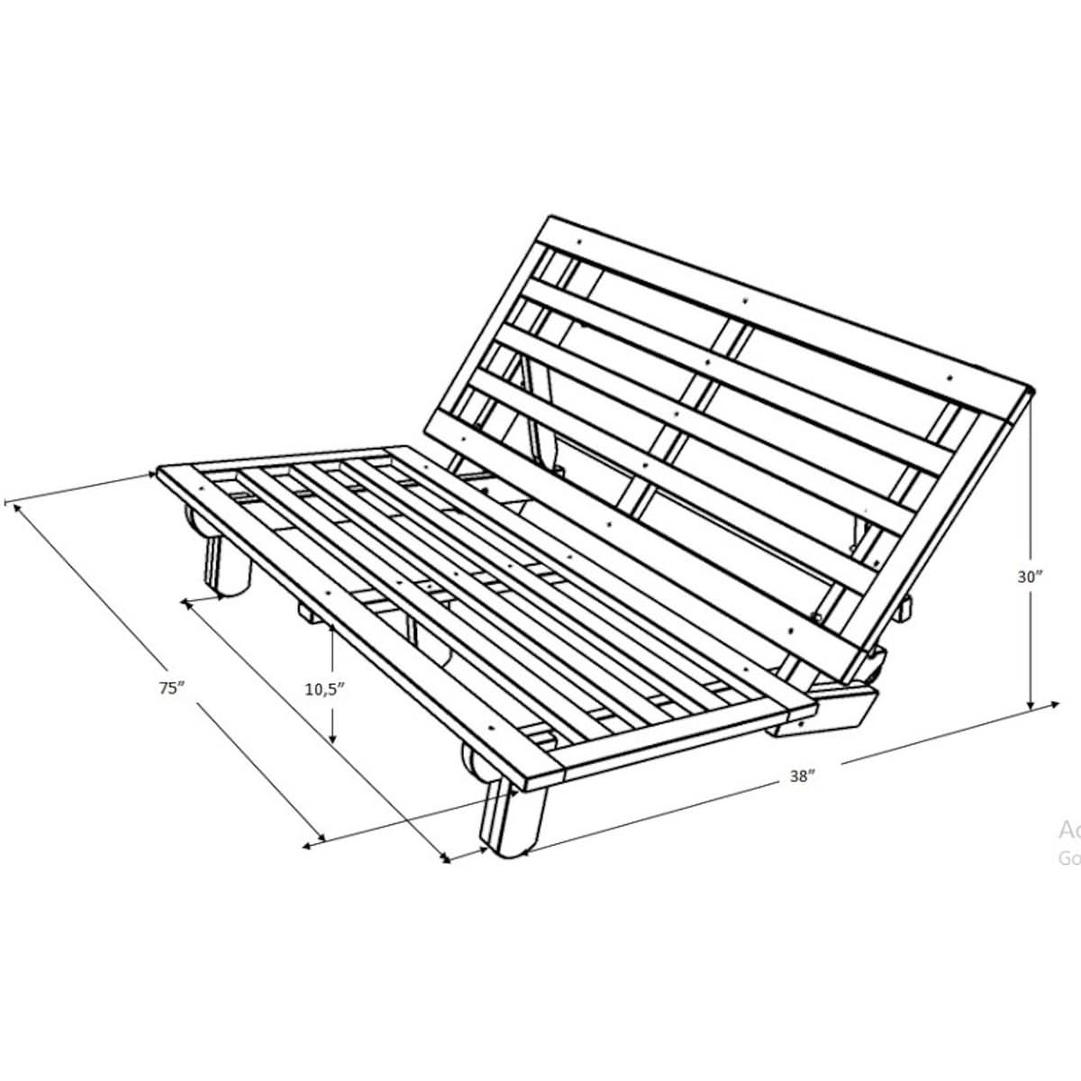 Cadre de futon Carson de Somette, finition Java (matelas non inclus)