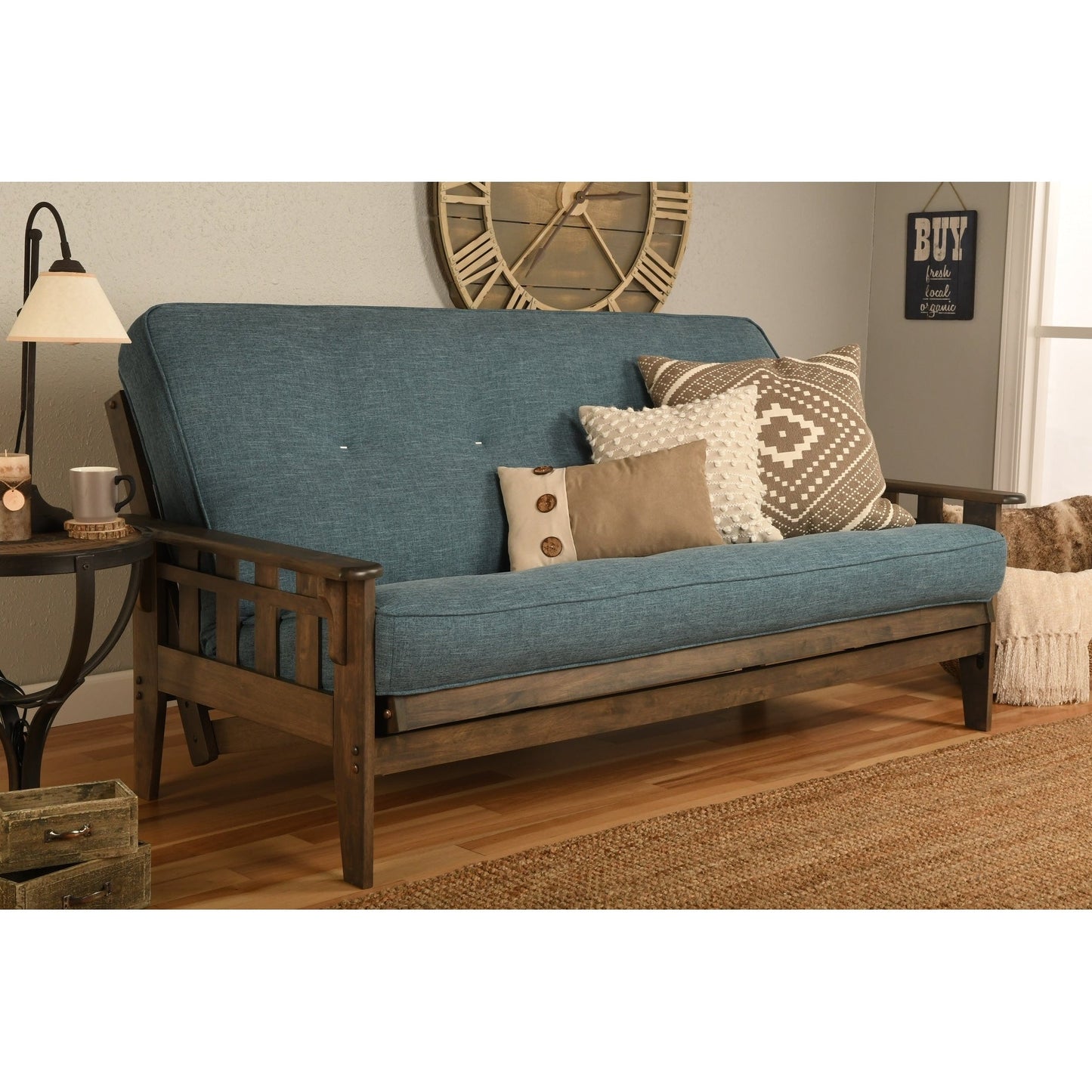 Ensemble futon Somette Tucson taille standard en noyer rustique avec matelas