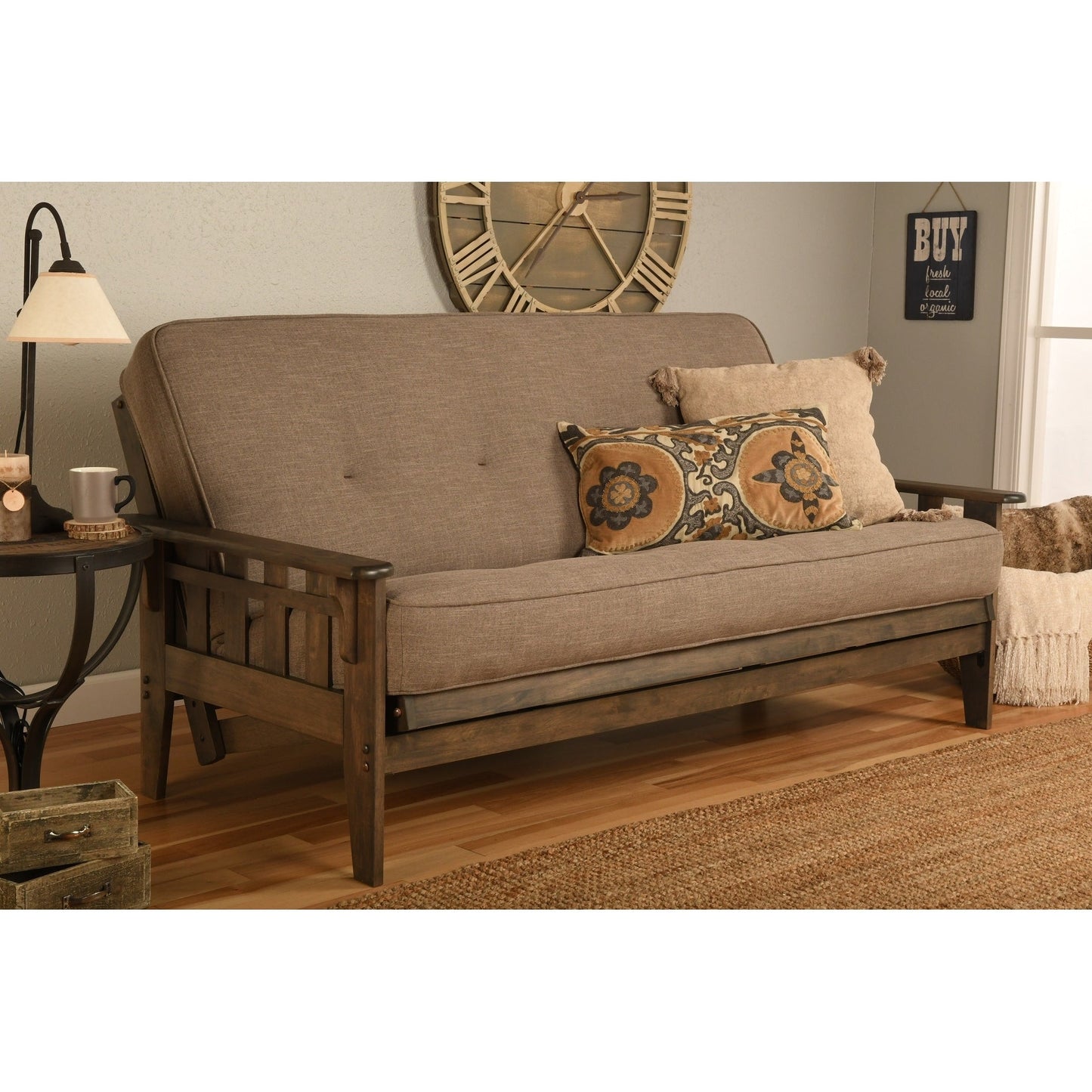 Ensemble futon Somette Tucson taille standard en noyer rustique avec matelas
