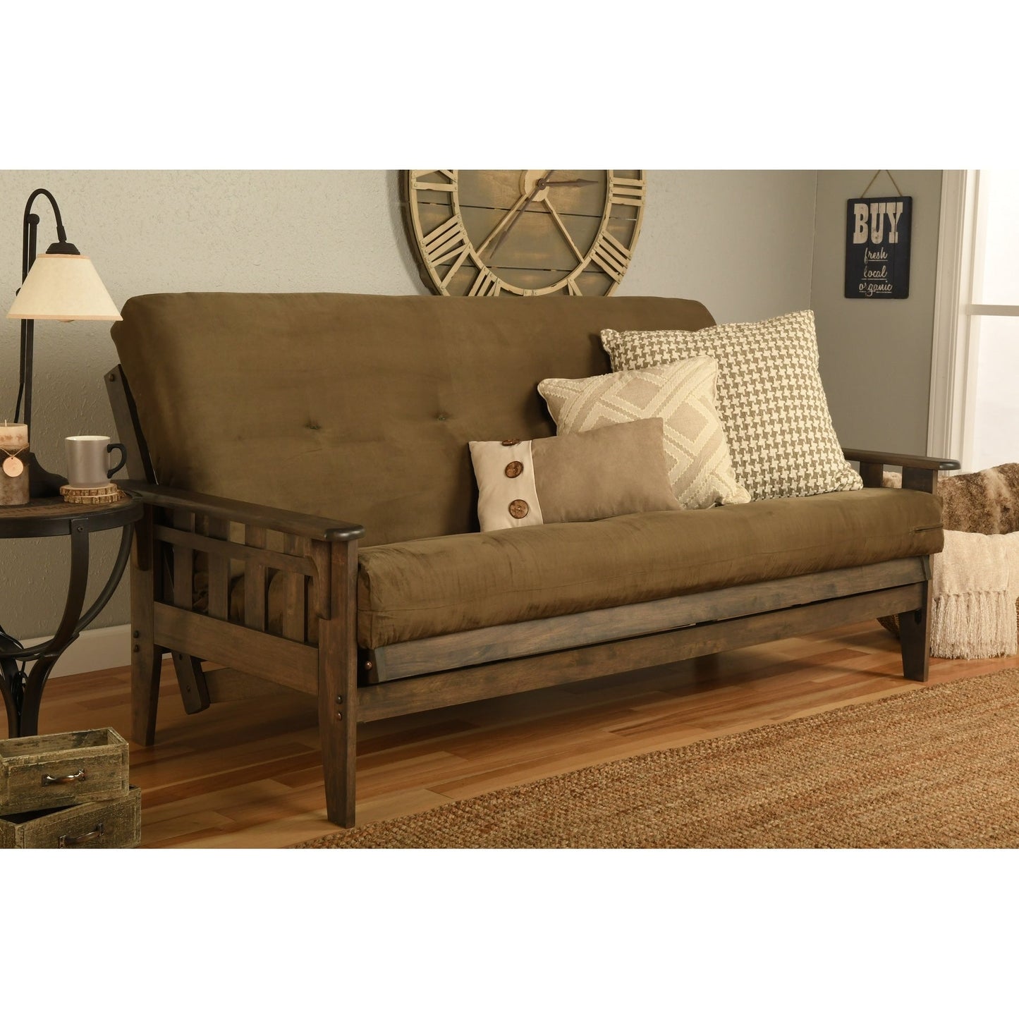 Ensemble futon Somette Tucson taille standard en noyer rustique avec matelas