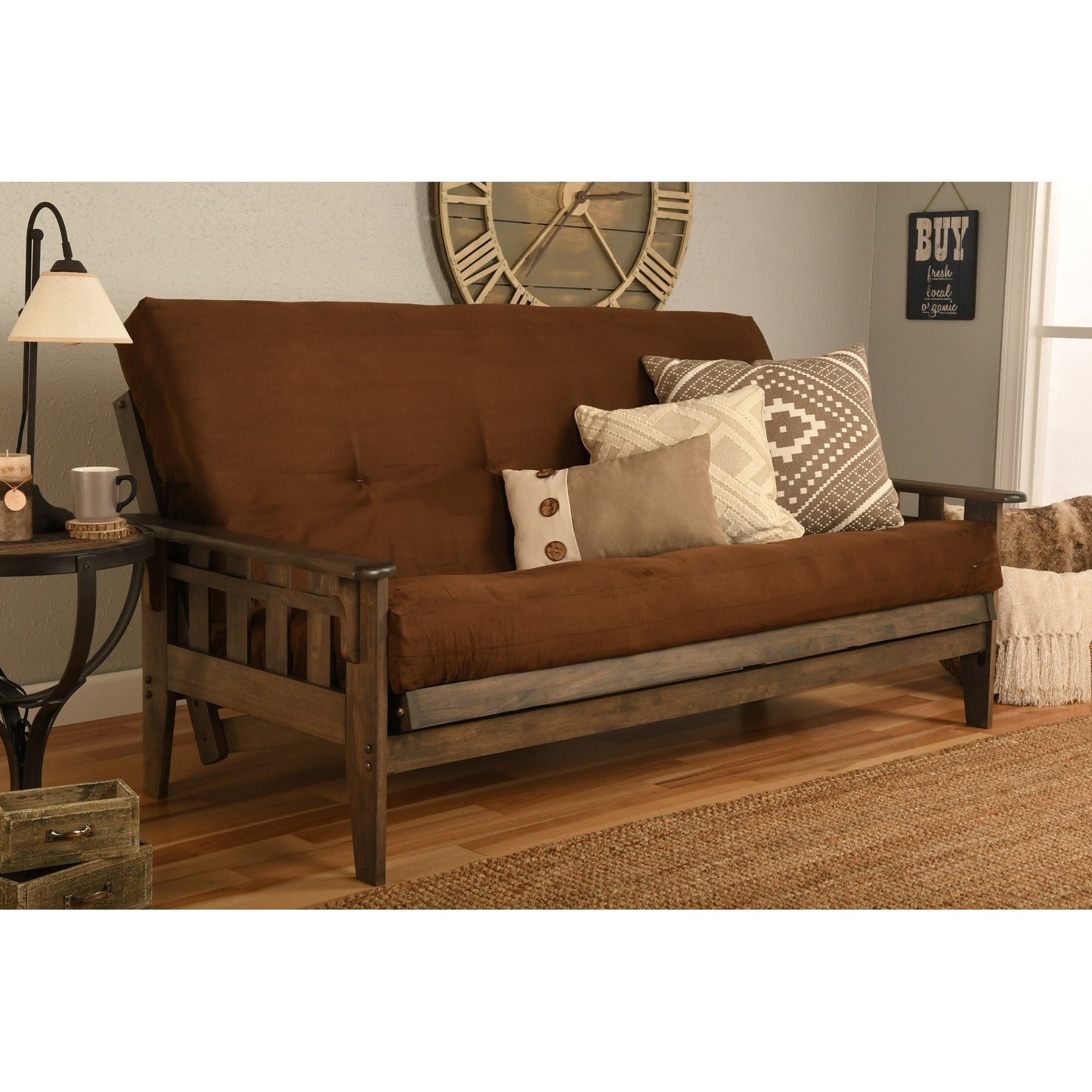 Ensemble futon Somette Tucson taille standard en noyer rustique avec matelas