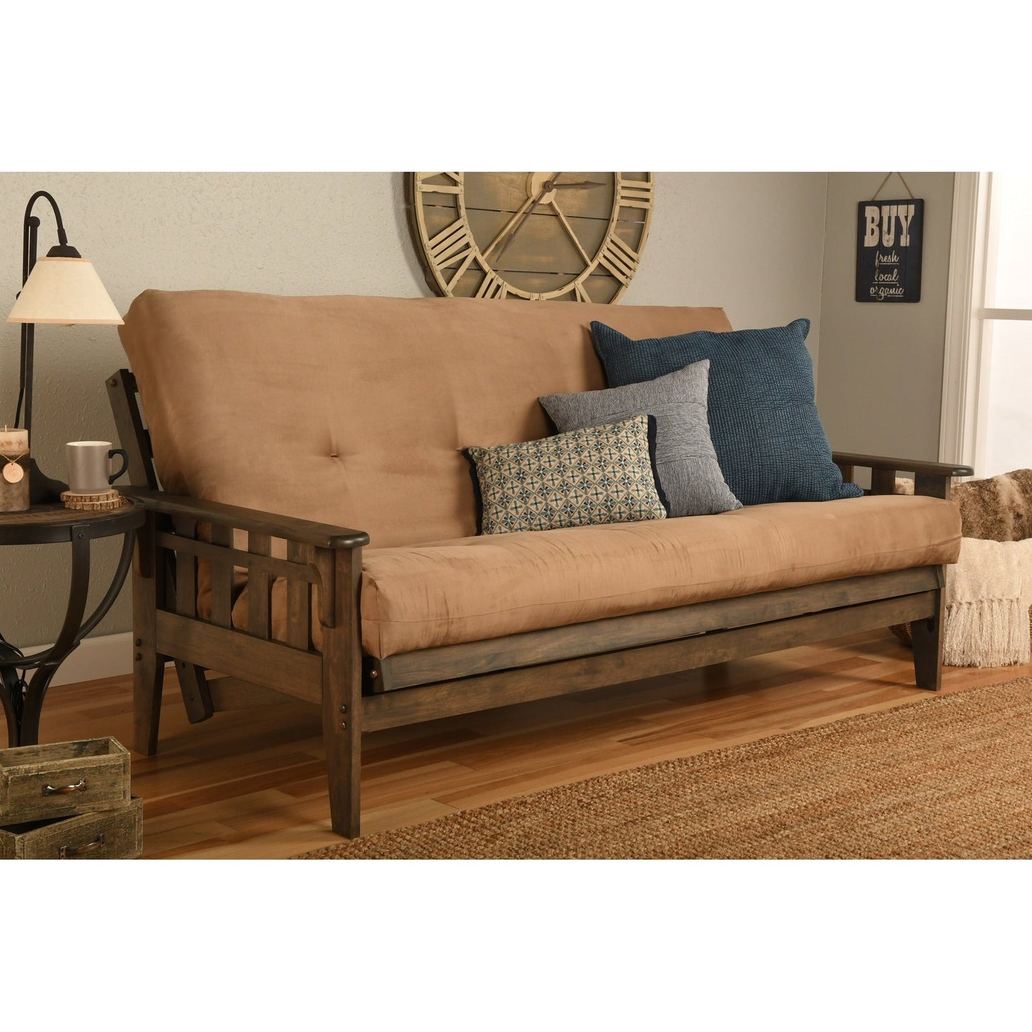 Ensemble futon Somette Tucson taille standard en noyer rustique avec matelas