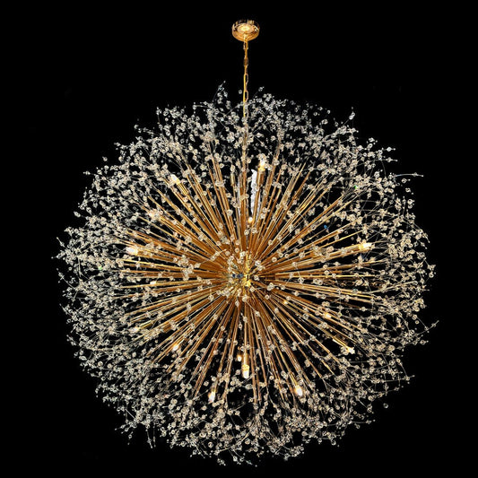 Luminaire à suspension en cristal à motif d'étoile, 47 pouces de large