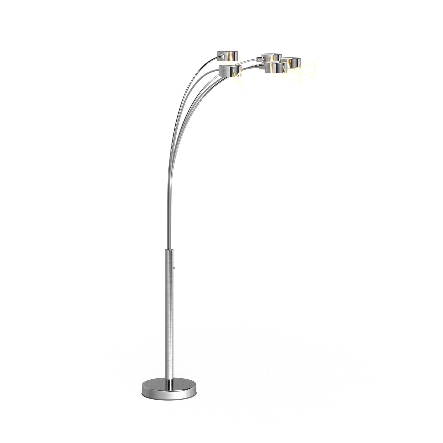 Lampadaire à 5 lumières à arche en acier brossé Charlie de Strick & Bolton
