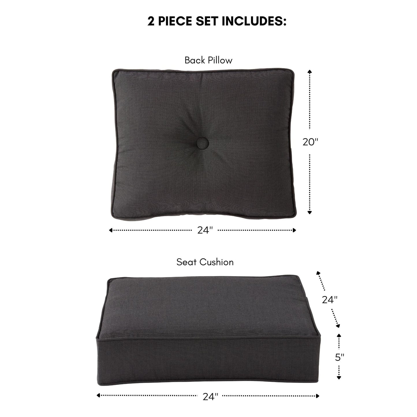 Ensemble de coussins d'extérieur Sunbrella Premium pour assise profonde, 2 pièces