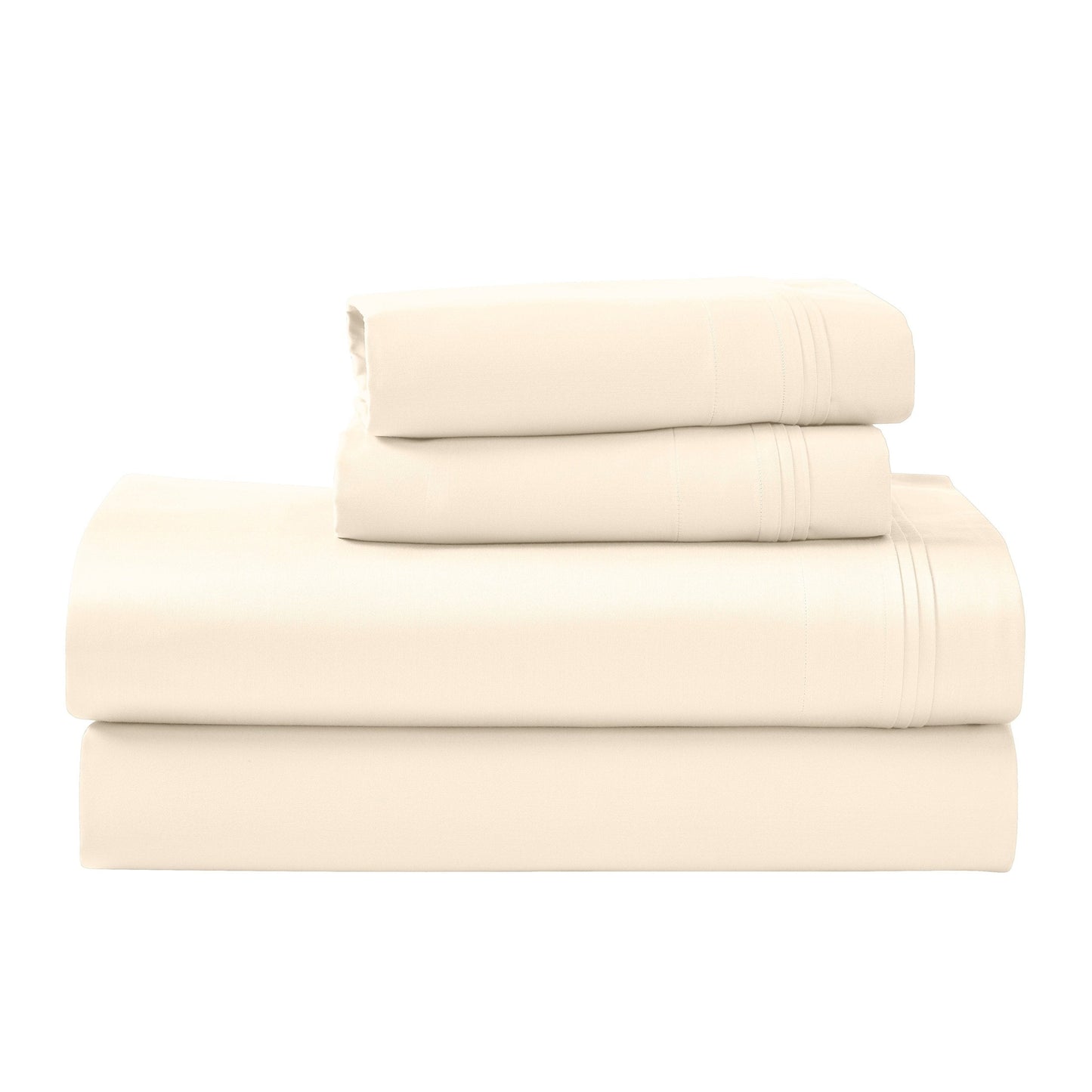 Jeu de draps uni en coton égyptien supérieur, 1000 fils, avec poche profonde.