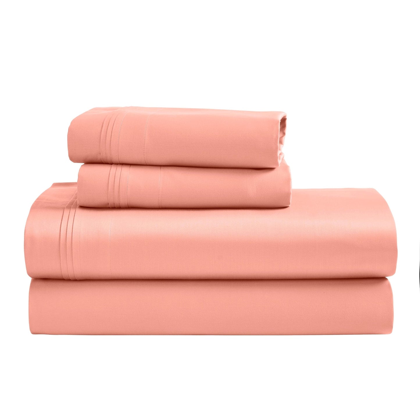 Jeu de draps uni en coton égyptien supérieur, 1500 fils, avec profonde poche.