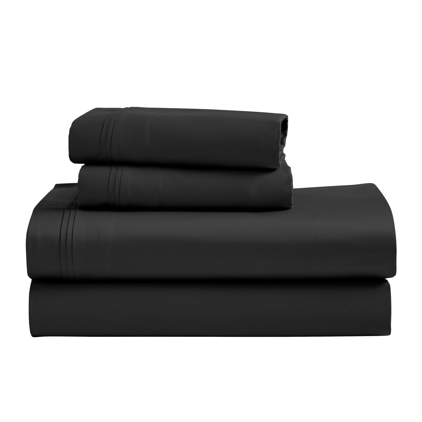 Jeu de draps uni en coton égyptien supérieur, 1500 fils, avec profonde poche.