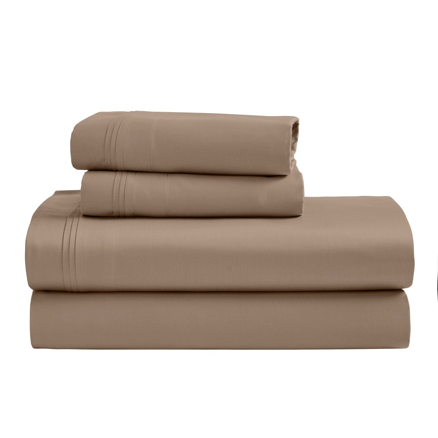 Jeu de draps uni en coton égyptien supérieur, 1500 fils, avec profonde poche.
