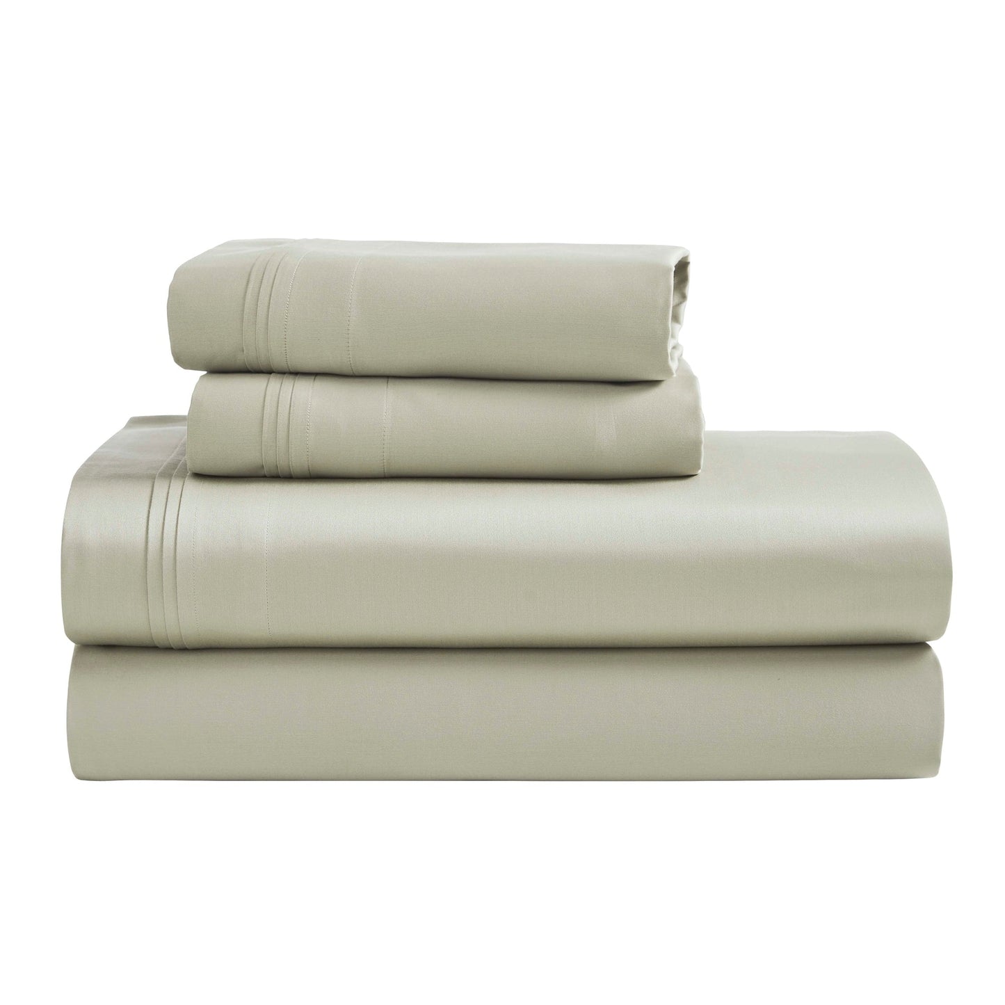 Jeu de draps uni en coton égyptien supérieur, 1500 fils, avec profonde poche.