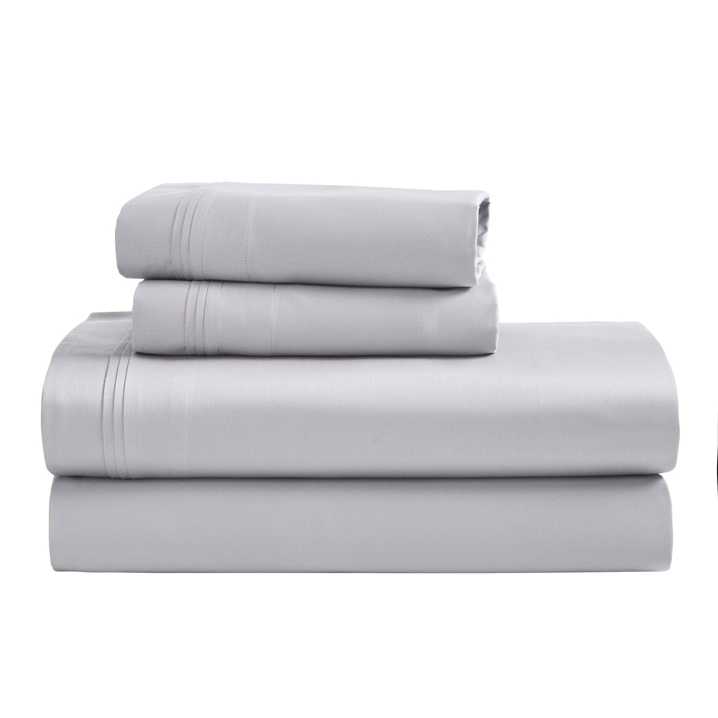 Jeu de draps uni en coton égyptien supérieur, 1500 fils, avec profonde poche.