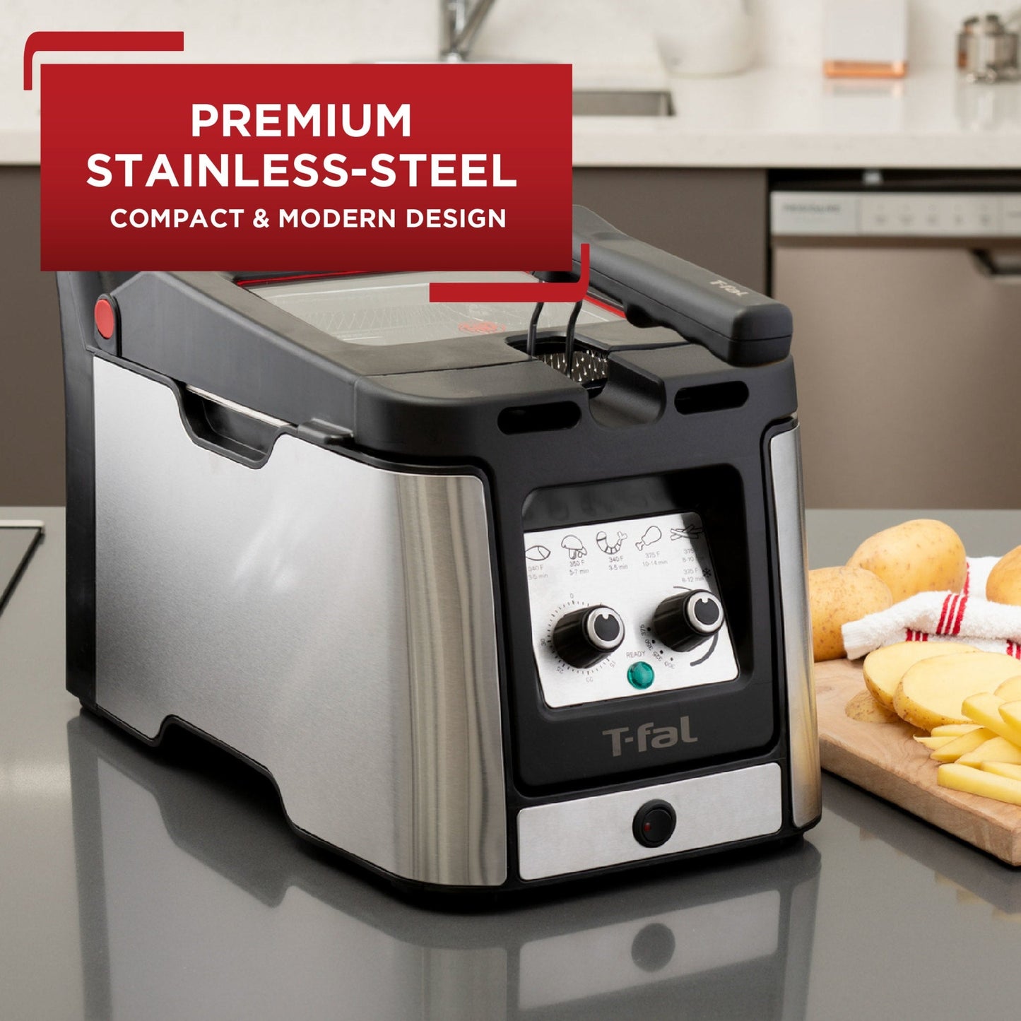 Friteuse T-fal Advanced sans odeur avec élément chauffant plongeant, capacité d'huile de 3,5 L - 3,5 litres