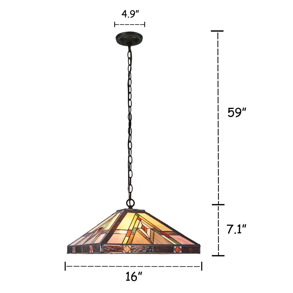 Pendentif Tiffany à 2 lumières en bronze noirci
