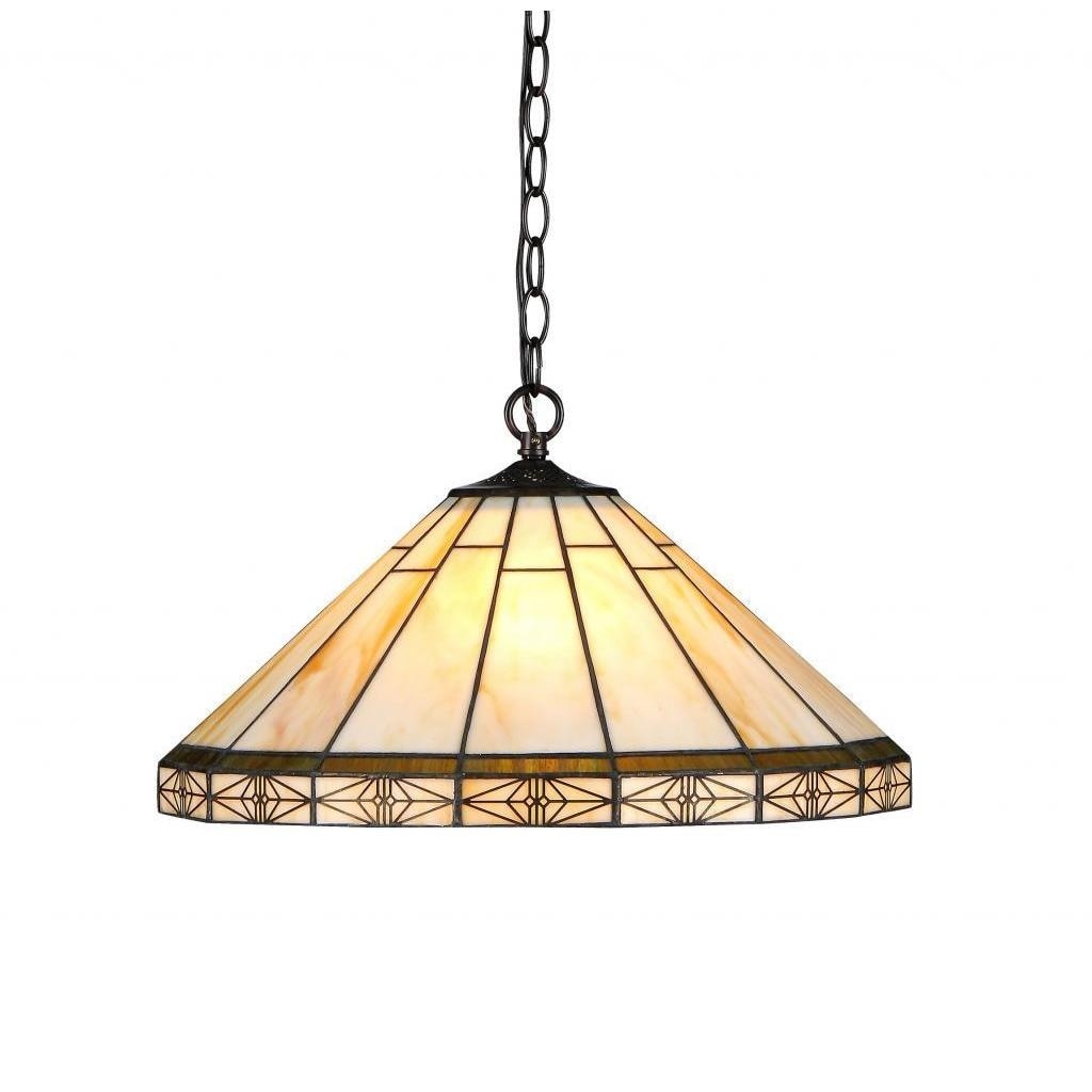 Suspension en bronze Tiffany Style Mission Design à 2 lumières