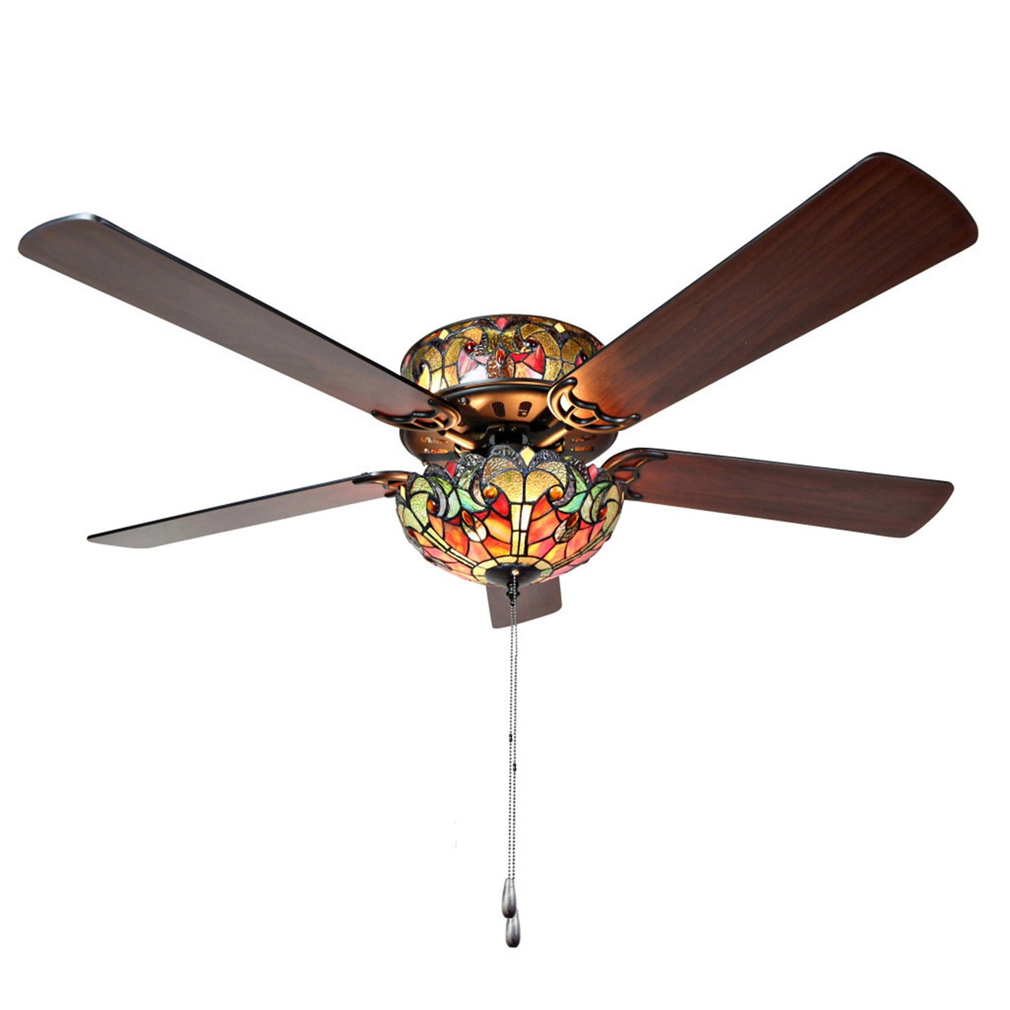 Ventilateur de plafond Halston en verre dépoli style Tiffany - Spice - 52L x 52W x 19H - 52L x 52W x 19H
