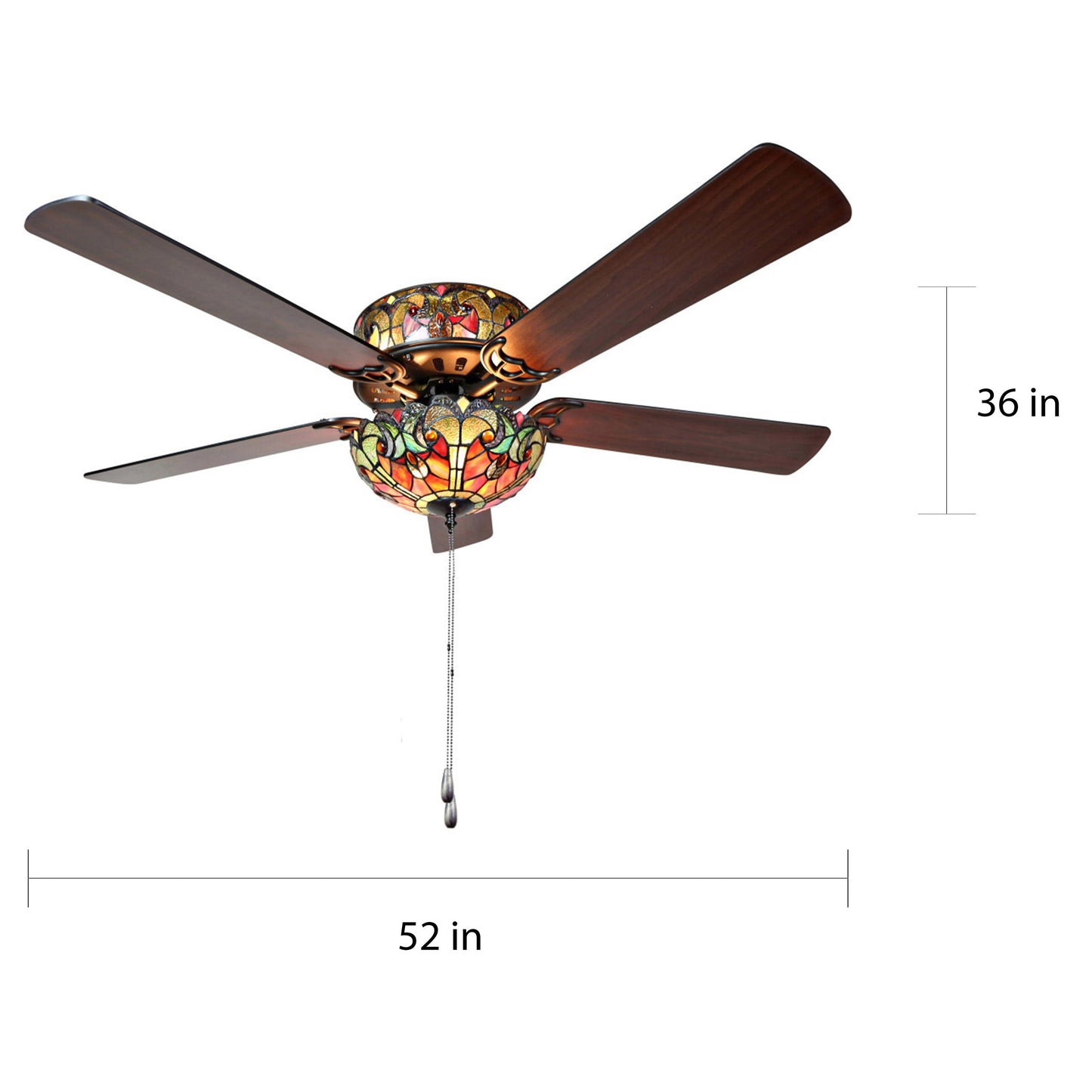 Ventilateur de plafond Halston en verre dépoli style Tiffany - Spice - 52L x 52W x 19H - 52L x 52W x 19H