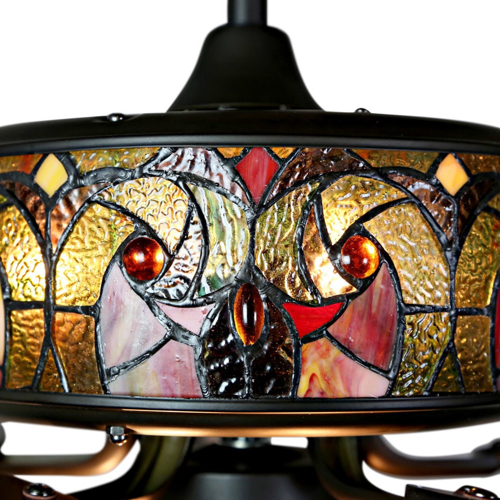 Ventilateur de plafond Halston en verre dépoli style Tiffany - Spice - 52L x 52W x 19H - 52L x 52W x 19H