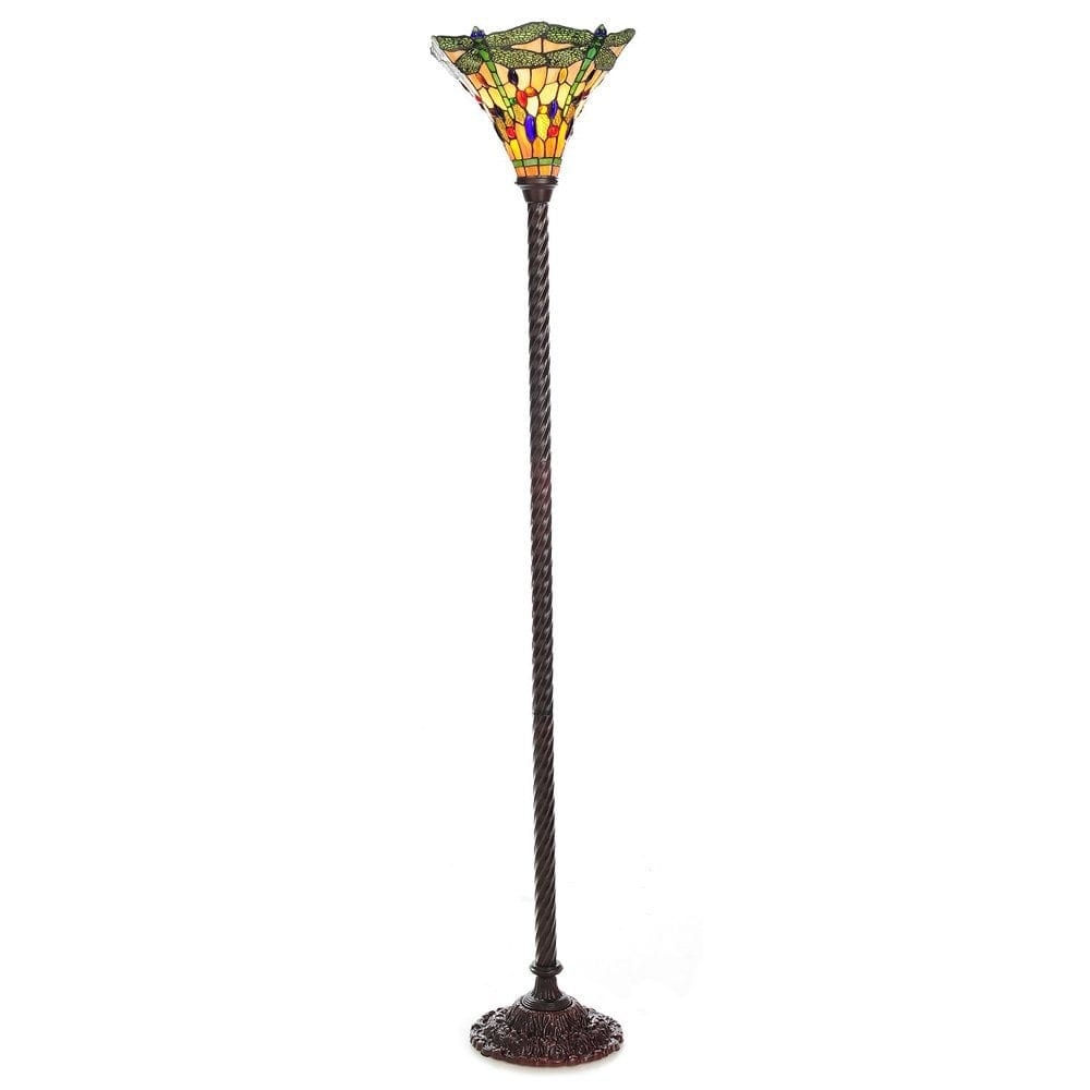 Lampe torchiere en forme de libellule, style Tiffany