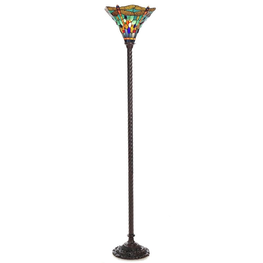 Lampe torchiere en forme de libellule, style Tiffany