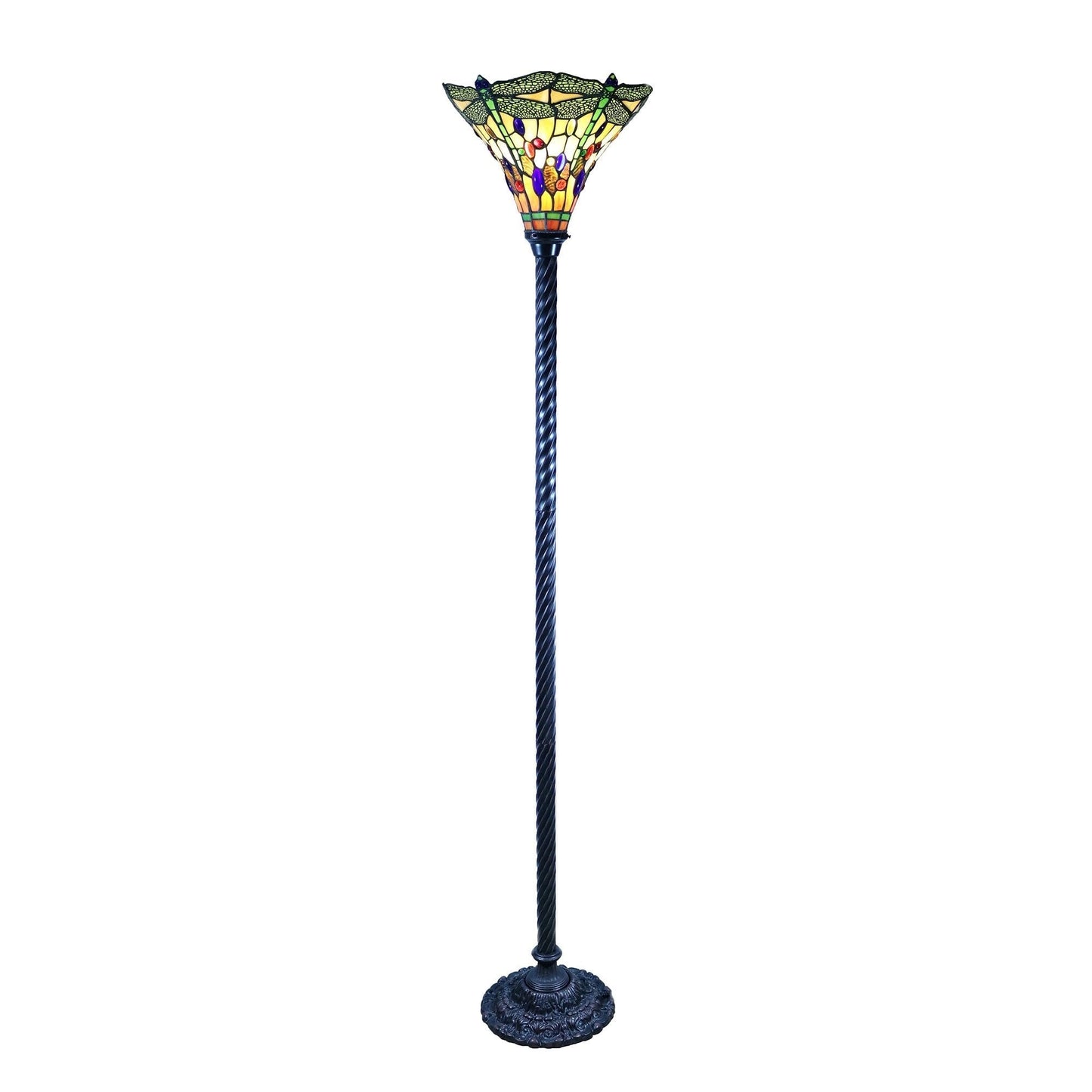 Lampe torchiere en forme de libellule, style Tiffany