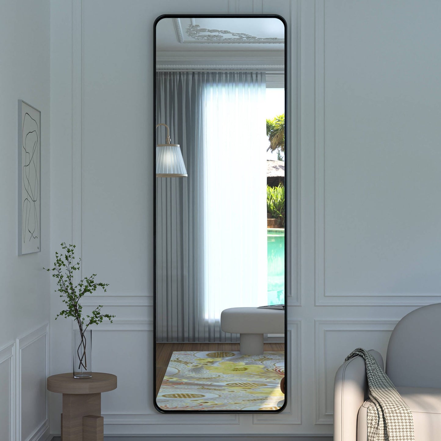 TokeShimi Miroir mural de salle de bain avec cadre métallique moderne