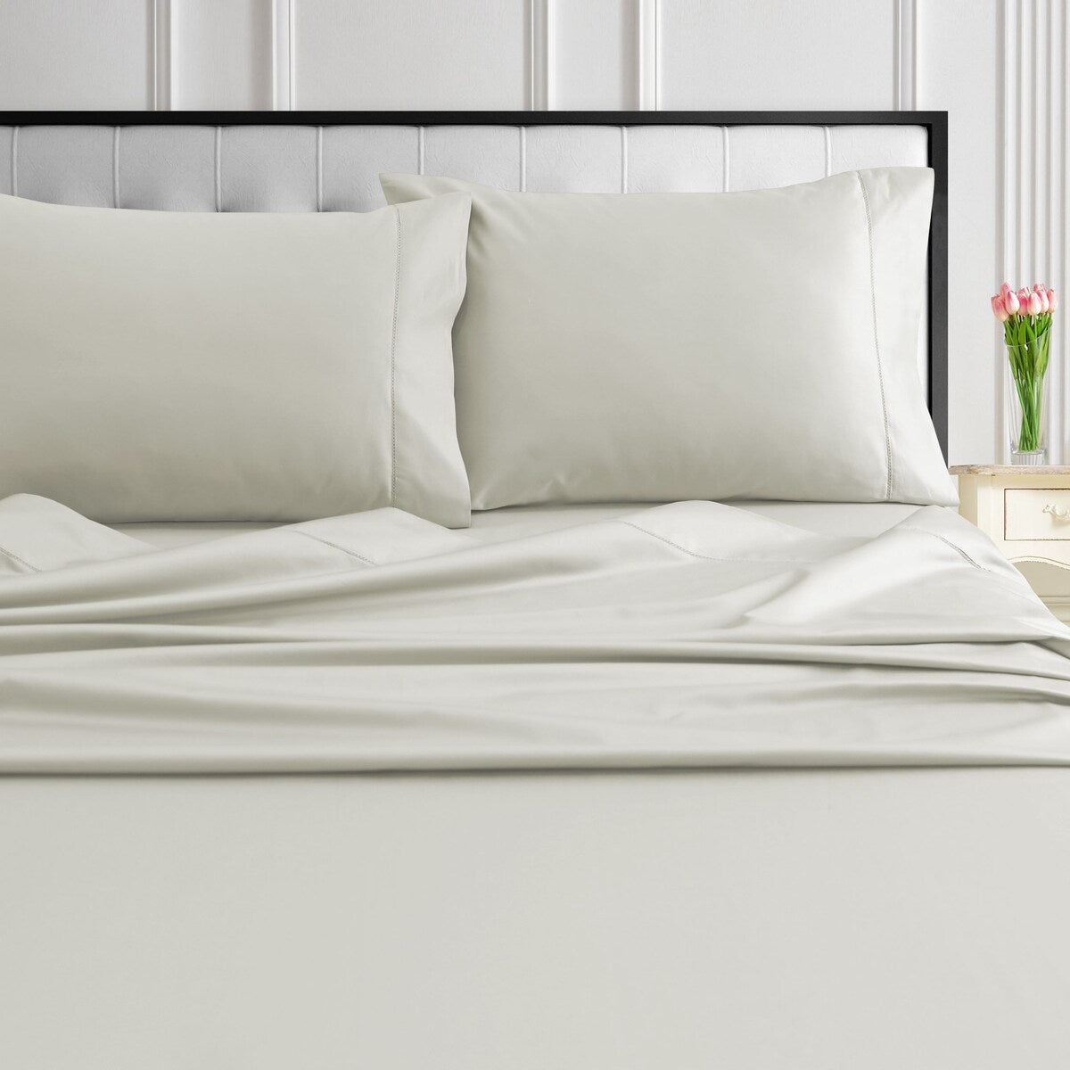 Jeu de draps en coton égyptien 1000 fils avec poches extra-profondes de Tribeca Living