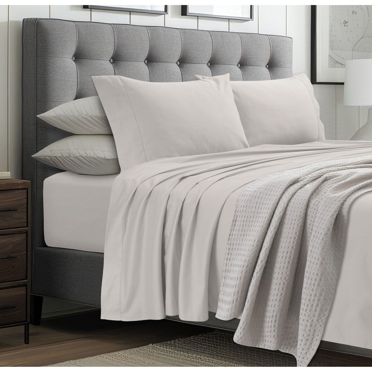 Jeu de draps en coton égyptien 1000 fils avec poches extra-profondes de Tribeca Living