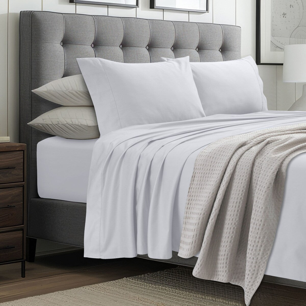 Jeu de draps en coton égyptien 1000 fils avec poches extra-profondes de Tribeca Living