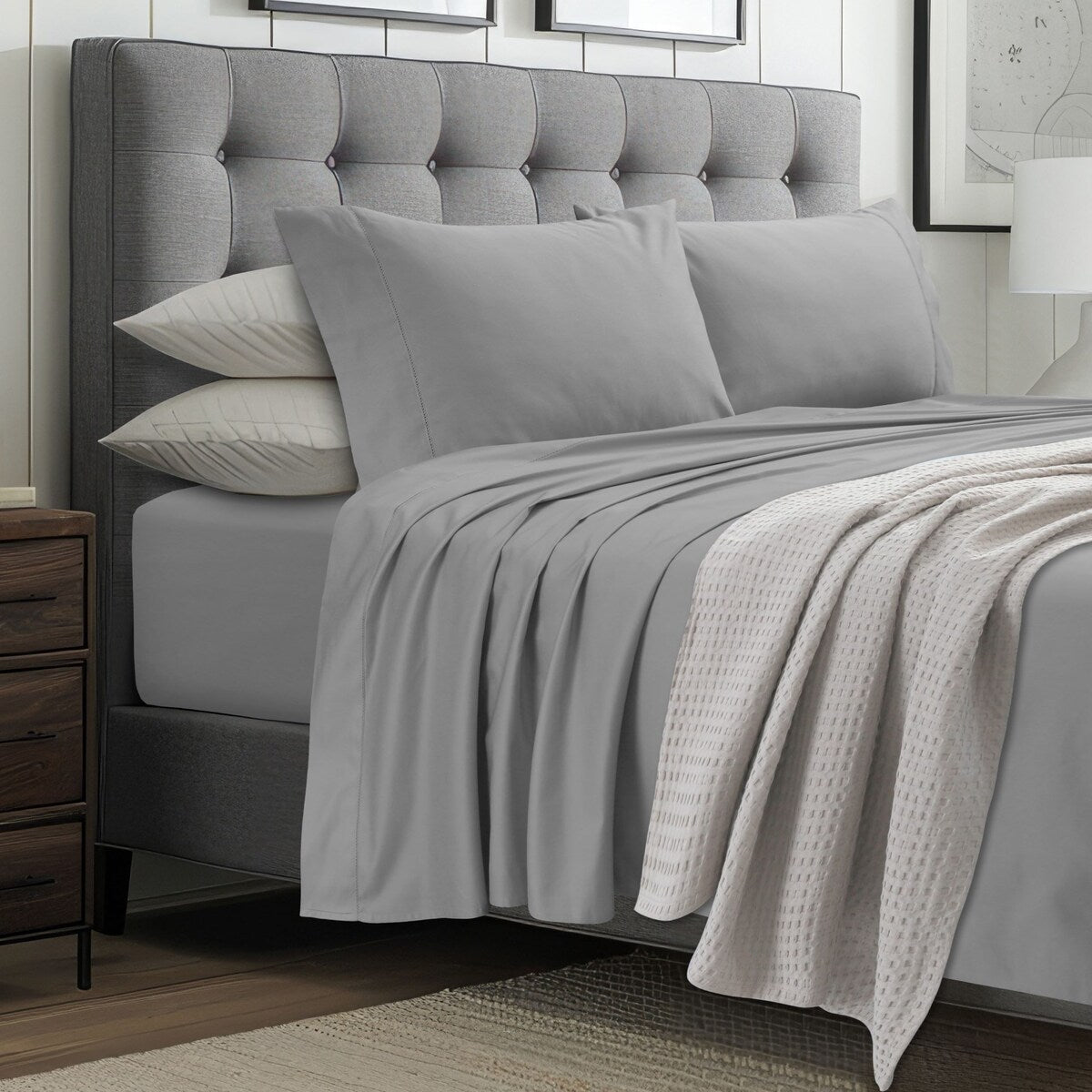Jeu de draps en coton égyptien 1000 fils avec poches extra-profondes de Tribeca Living