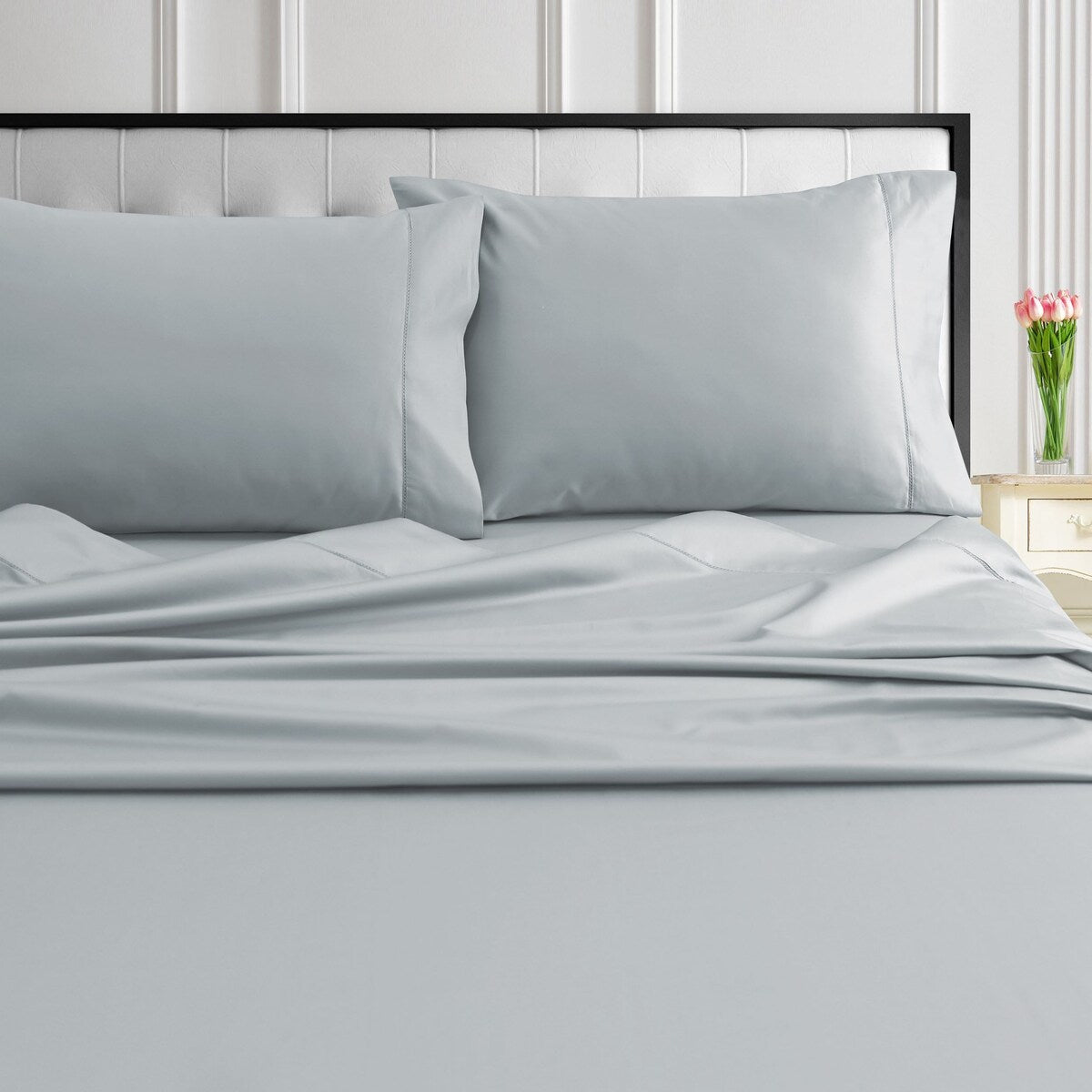 Jeu de draps en coton égyptien 1000 fils avec poches extra-profondes de Tribeca Living