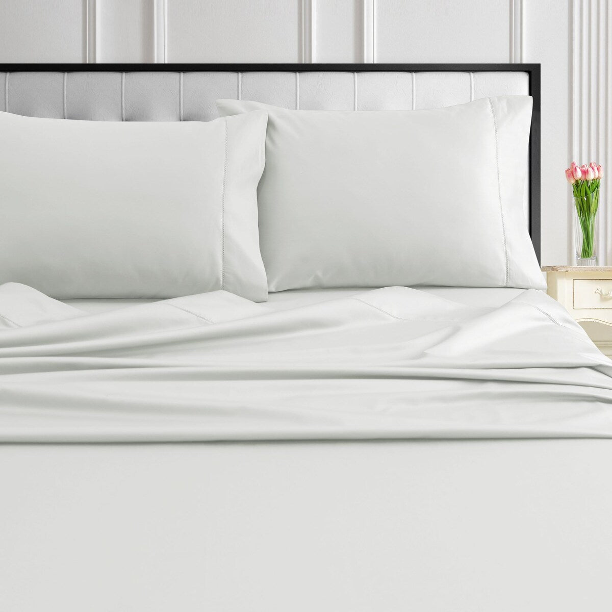 Jeu de draps en coton égyptien 1000 fils avec poches extra-profondes de Tribeca Living