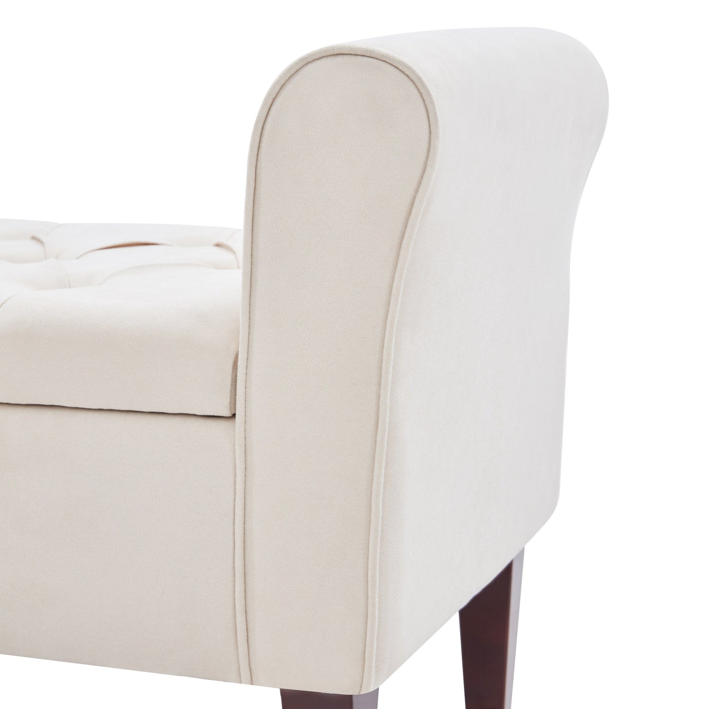 Banc de rangement capitonné, banc avec accoudoirs, banc d'entrée avec couvercle à rabat, 50,4 pouces.