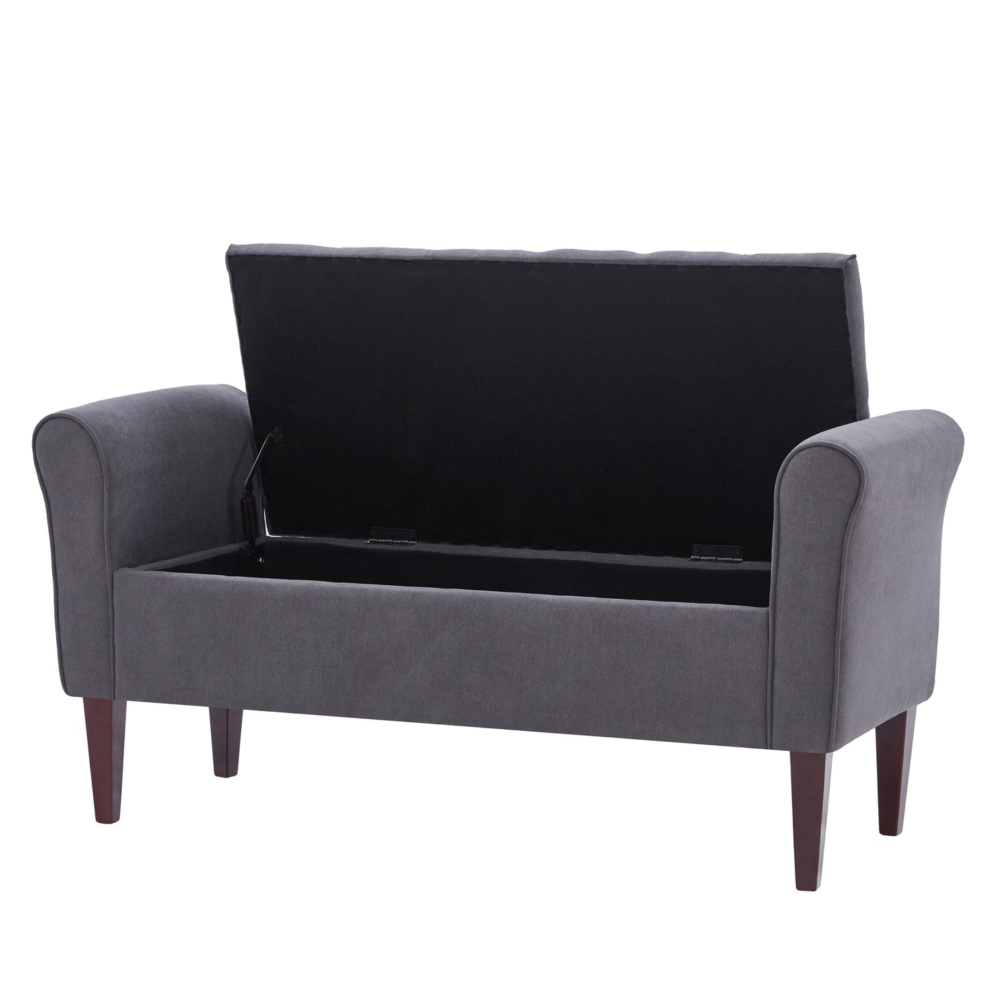 Banc de rangement capitonné, banc avec accoudoirs, banc d'entrée avec couvercle à rabat, 50,4 pouces.
