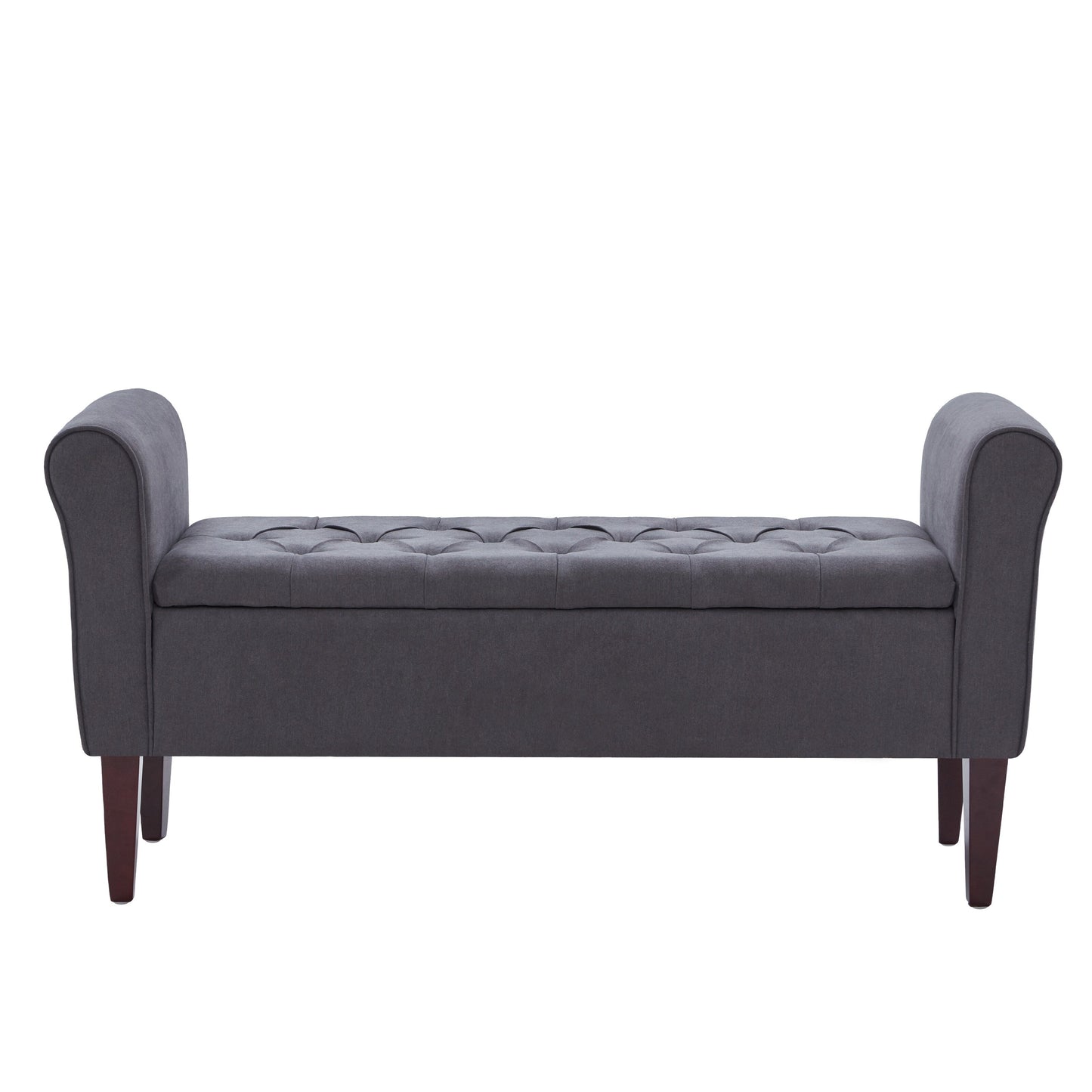 Banc de rangement capitonné, banc avec accoudoirs, banc d'entrée avec couvercle à rabat, 50,4 pouces.