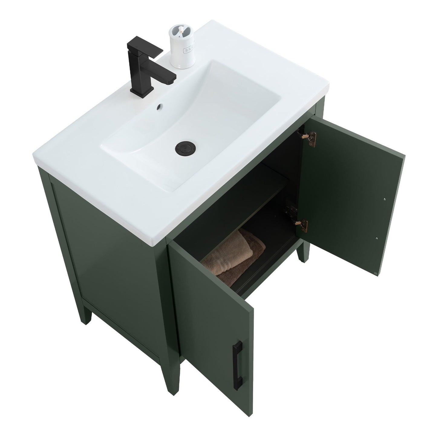 Meuble-lavabo de salle de bain Vanity Art à lavabo simple, 20, 24 ou 30 pouces, avec dessus en céramique.