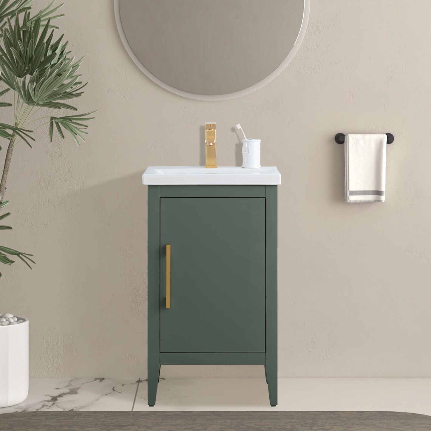 Meuble-lavabo de salle de bain Vanity Art à lavabo simple, 20, 24 ou 30 pouces, avec dessus en céramique.
