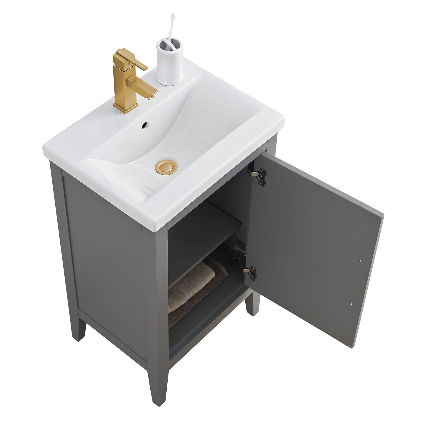 Meuble-lavabo de salle de bain Vanity Art à lavabo simple, 20, 24 ou 30 pouces, avec dessus en céramique.