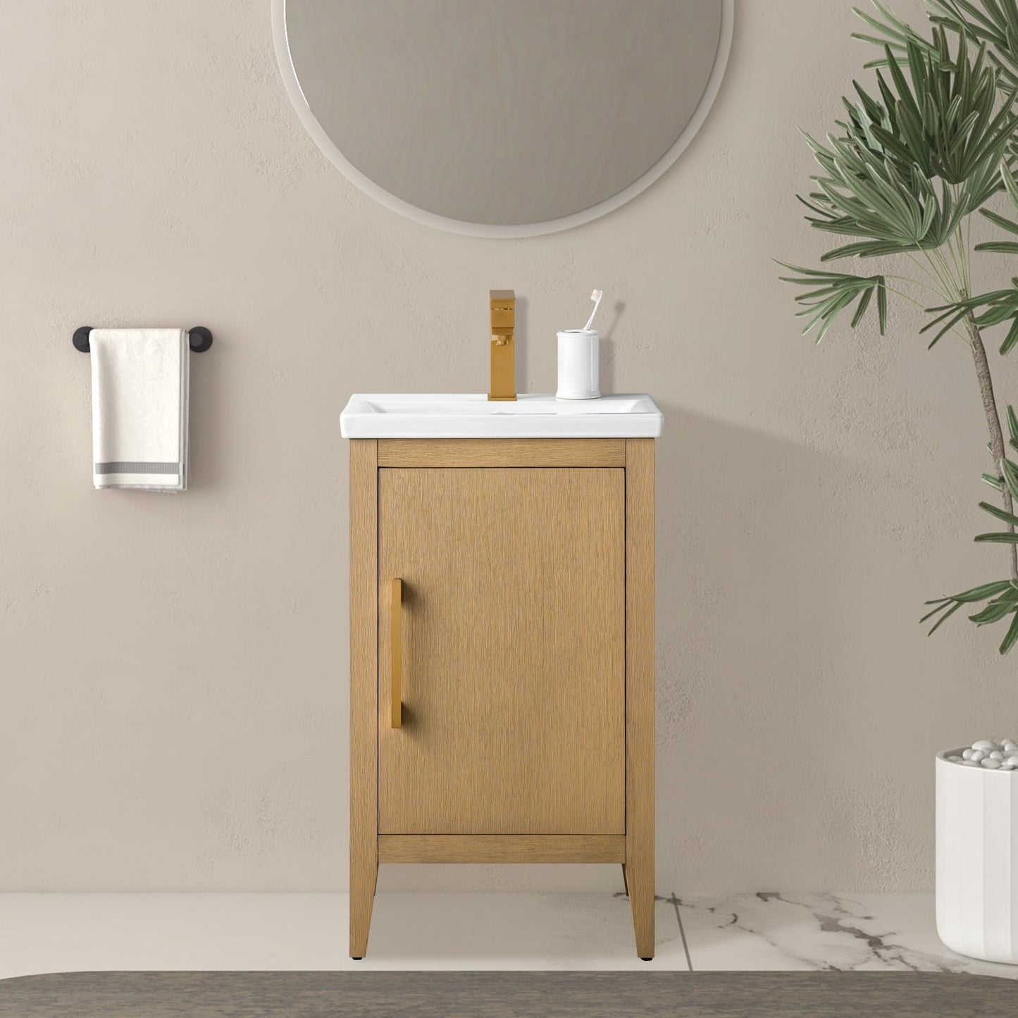 Meuble-lavabo de salle de bain Vanity Art à lavabo simple, 20, 24 ou 30 pouces, avec dessus en céramique.