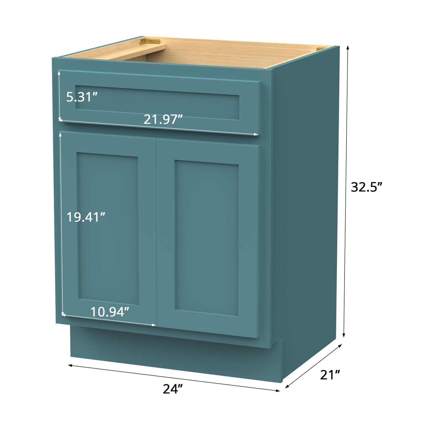 Meuble-lavabo de salle de bain Vanity Art en bois massif de 60 cm (24 pouces) avec lavabo simple.
