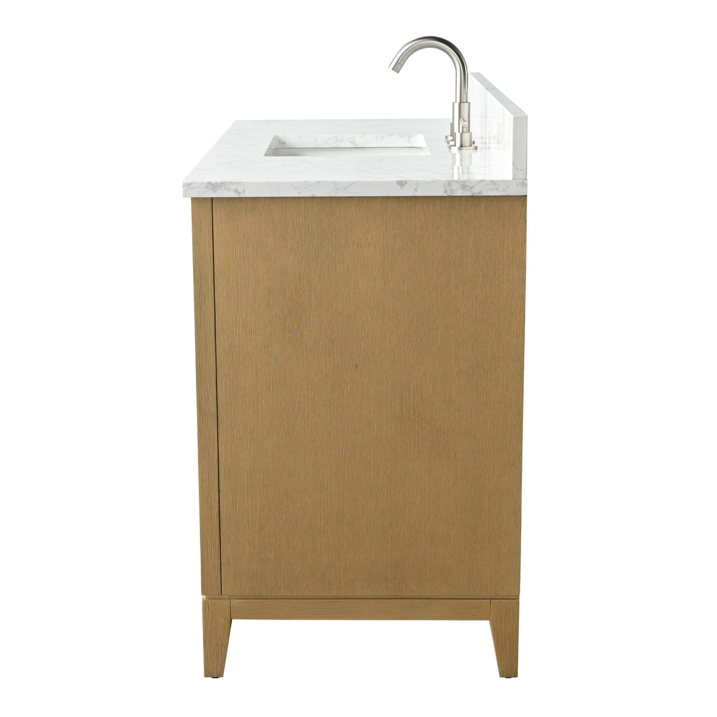 Meuble-lavabo Art pour salle de bain avec lavabo en céramique et plan de travail en marbre composite.