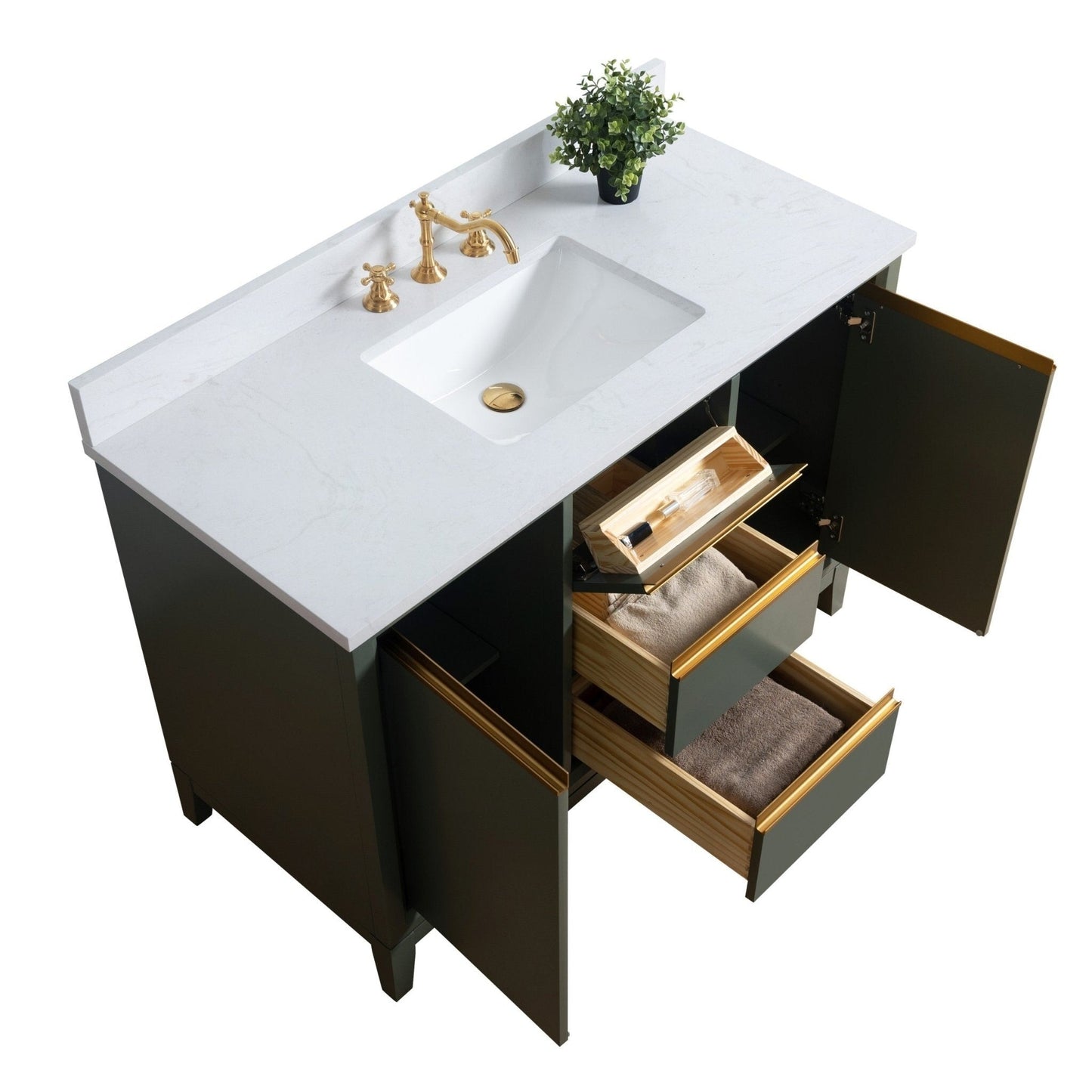 Meuble-lavabo Art pour salle de bain avec lavabo en céramique et plan de travail en marbre composite.