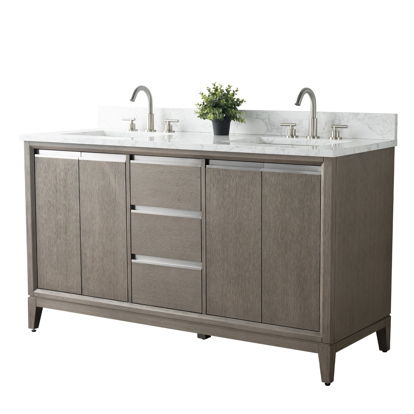 Meuble-lavabo Art pour salle de bain avec lavabo en céramique et plan de travail en marbre composite.